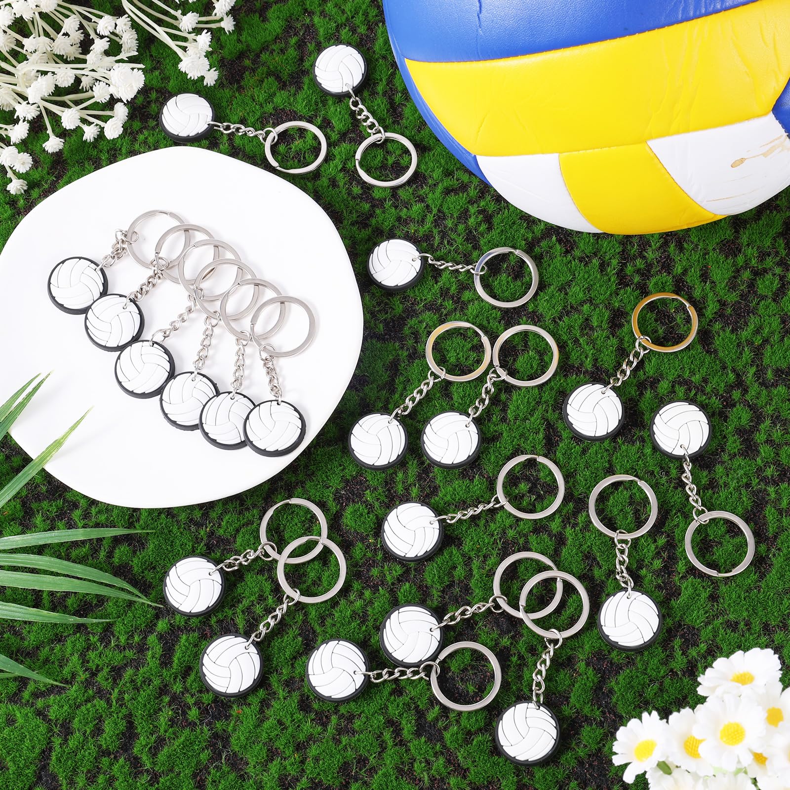 Gosknor 20 Llaveros de Voleibol, Llaveros Deportivos Regalos del Equipo de Voleibol para Fiestas Deportivas Regalos de Cumpleaños Mochilas Adornos para Llaves