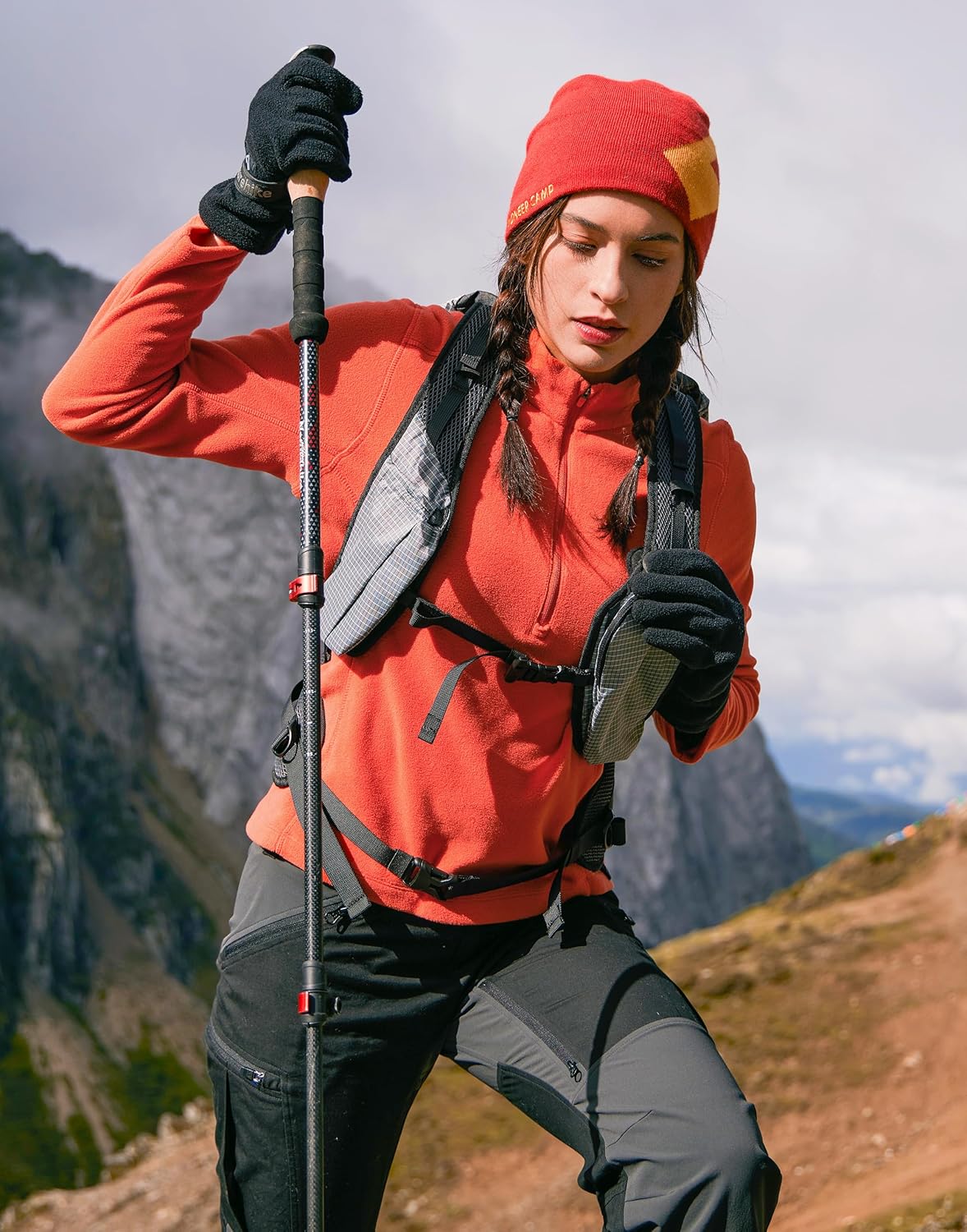 Pioneer Camp Women's Polartec Quarter Zip Fleece Pullover Running Lightweight Thermal Base Layer Long Sleeve Shirts - Image 7