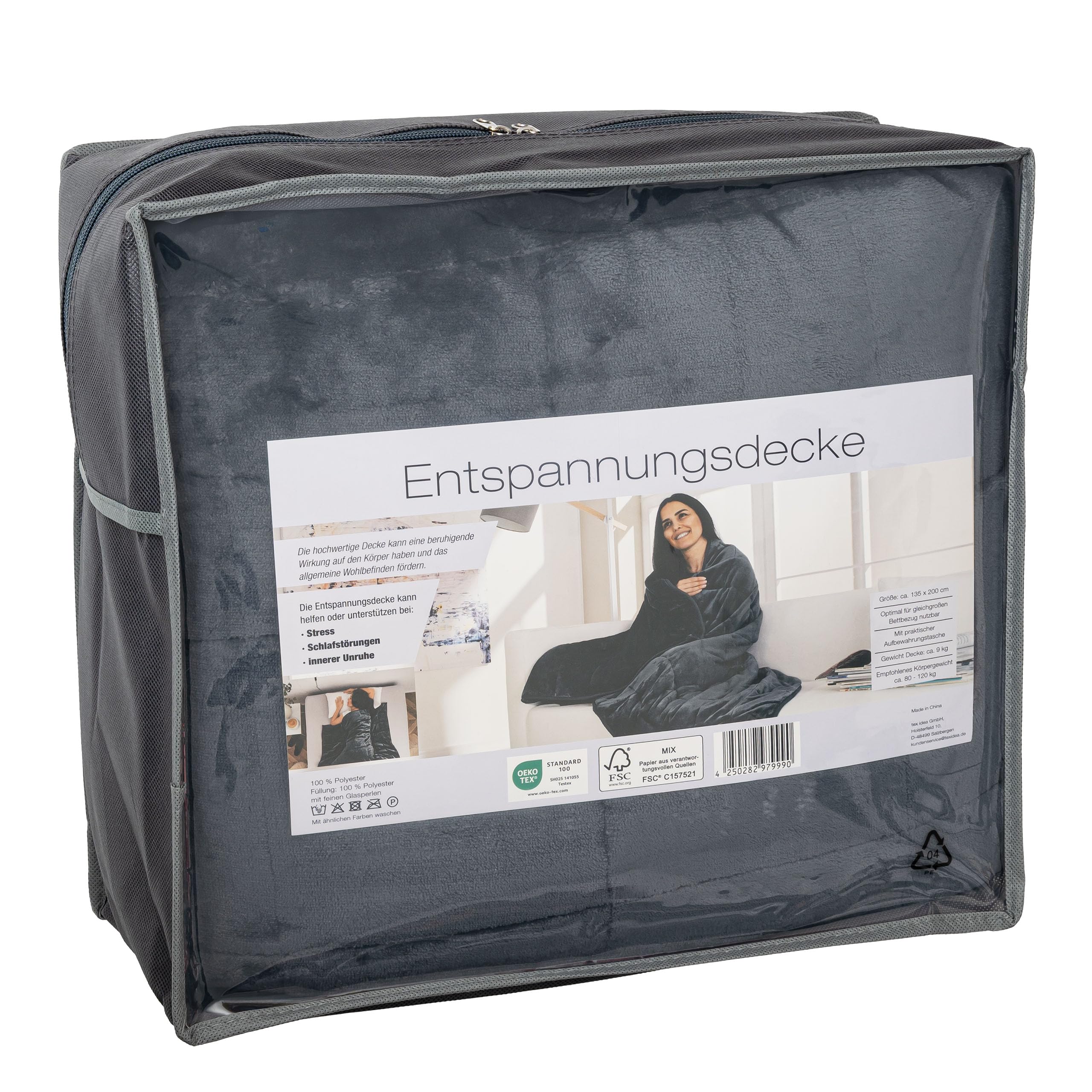 Gewichtsdecke 9 kg 135 x 200 cm Anti-Stress Decke Therapiedecke