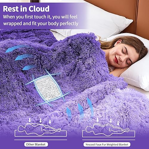 Vista 41 de yescool - Manta con peso, 10 libras, fresca, transpirable, con cuentas de cristal prémium, lavable a máquina, para dormir, 90-110 libras, 41 x 60