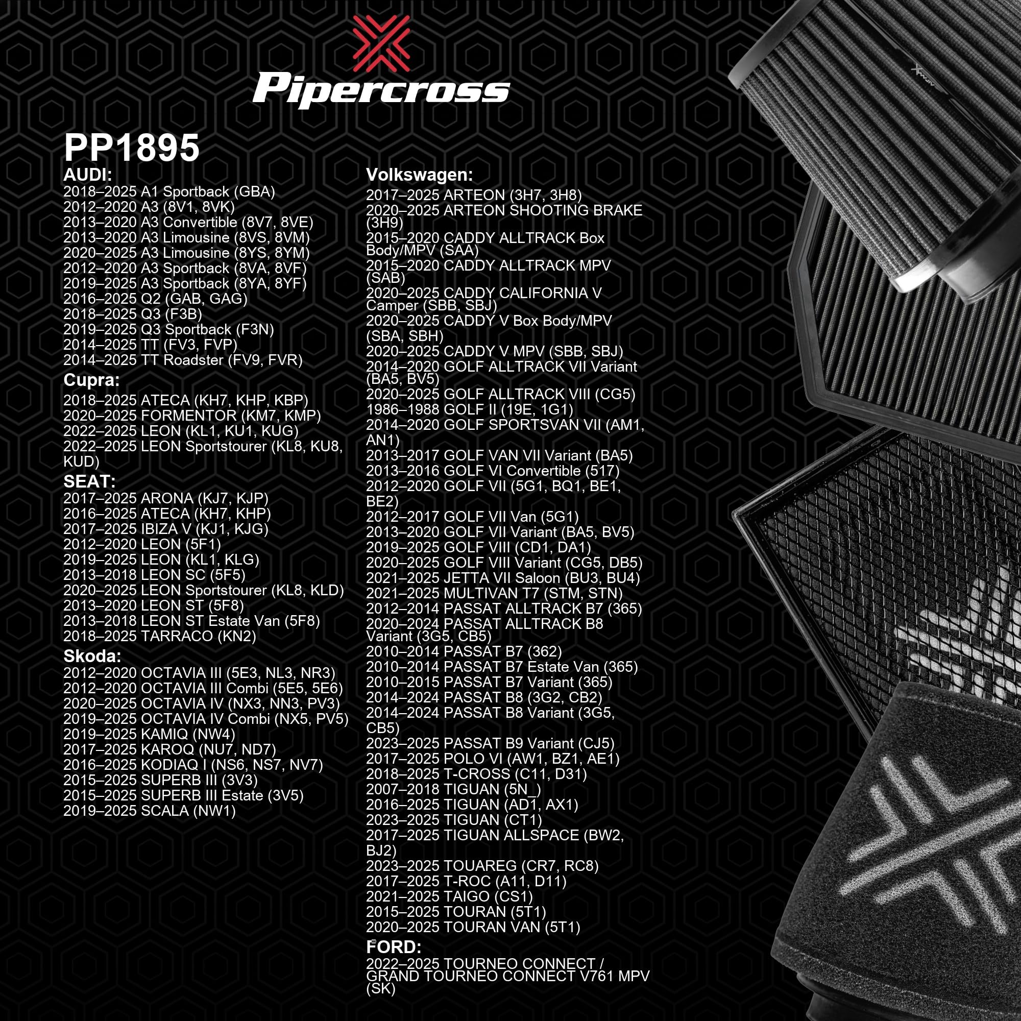 Pipercross Filtro para Jeep Compass y Renegade, PP2002 | Hasta 40% más flujo de aire, Mejor economía combustible, Garantía de por vida, Fabricación británica, Diseño ecológico