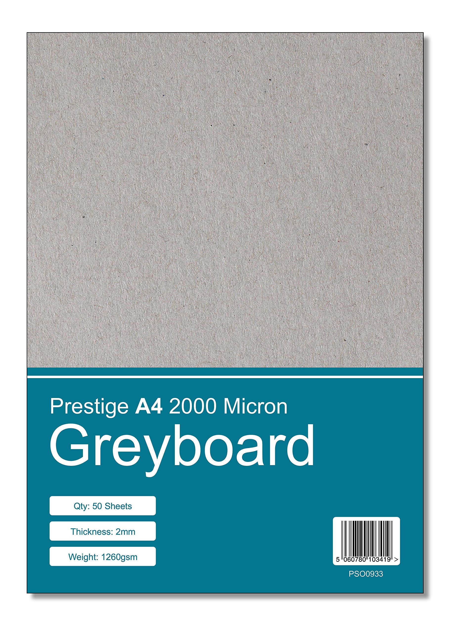 Prestige A4 Greyboard 2000mic - 2mm Thick Craft Grey Board Mounting Backing Modelling Board (A4 Size - 2000 Micron - 50 Sheets)