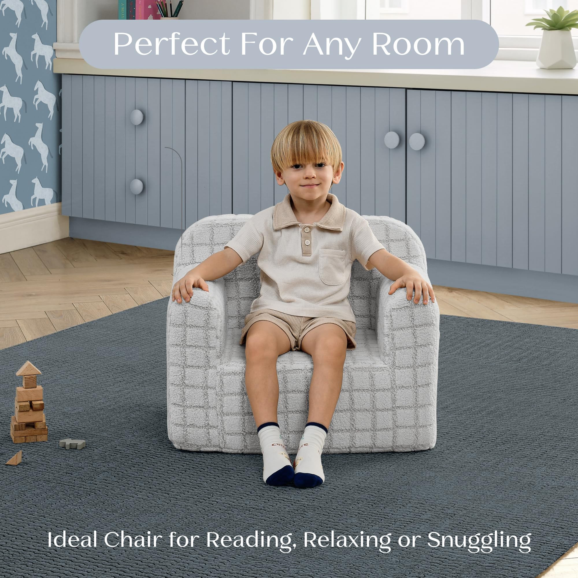 Delta Children Cozee Chair - Grey Kids Foam Seat -3 Delta Children Cozee Chair - Grey Kids Foam Seat -3