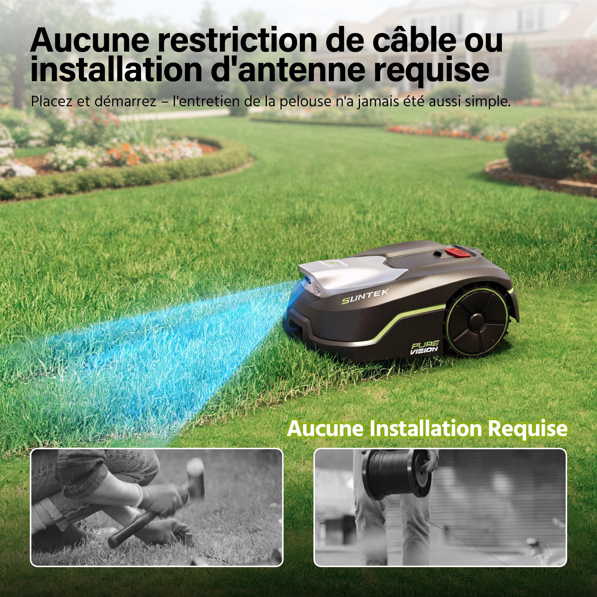 SUNTEK Robot Tondeuse sans Fil Périphérique - Robot Tondeuse IA + Vision pour 250 m² — vue 3