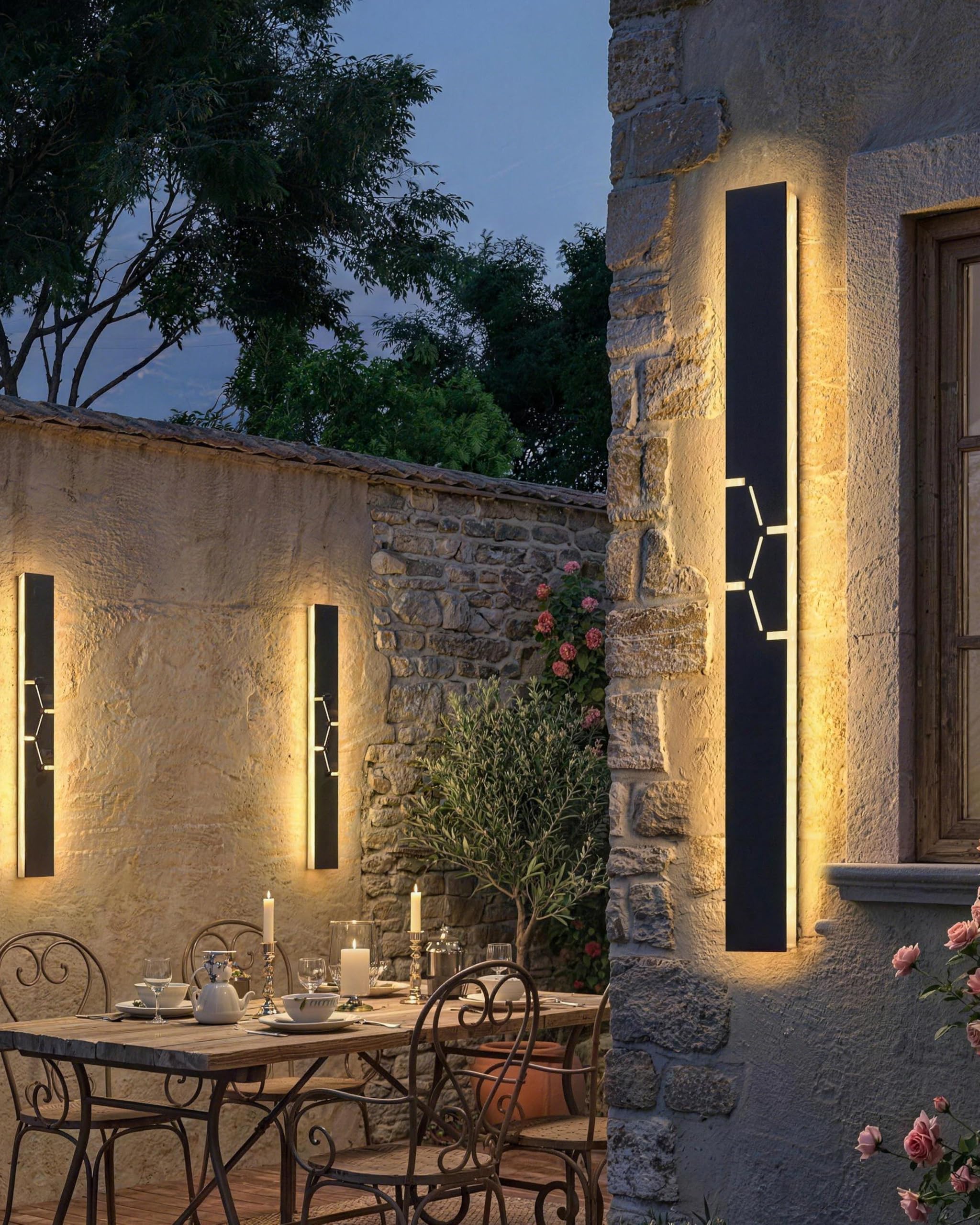 Lange LED Wandleuchte Aussen/Innen Villa Wandlampe, 3000K Wasserdicht IP65 Aluminium Außen LED Lampe Schwarz für Gärten, Terrassen, Schlafzimmer, Wohnzimmer Wandleuchte, 100*8CM/32W Warm Light