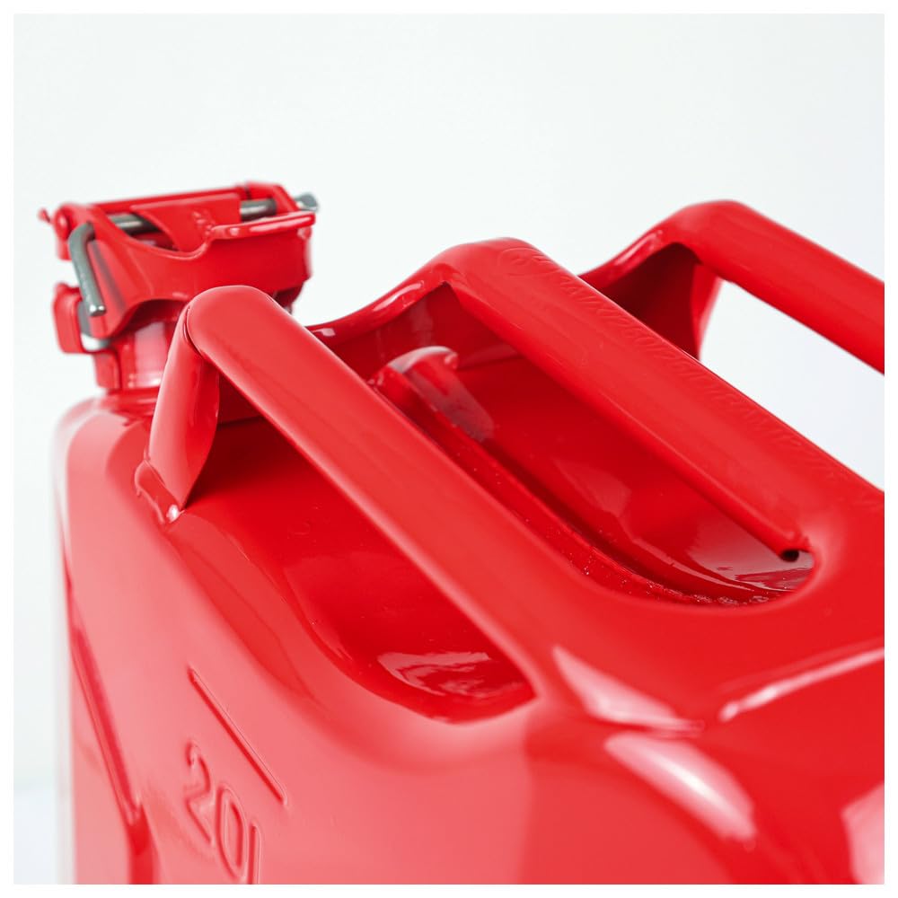 Dönges Benzinkanister 20 Liter Metall rot | TÜV, GS, UN geprüft | GGVS Zulassung | Stahlkanister für Benzin, Diesel & Bio Ethanol | Kanister, Blechkanister, Reservekanister, kraftstoffkanister