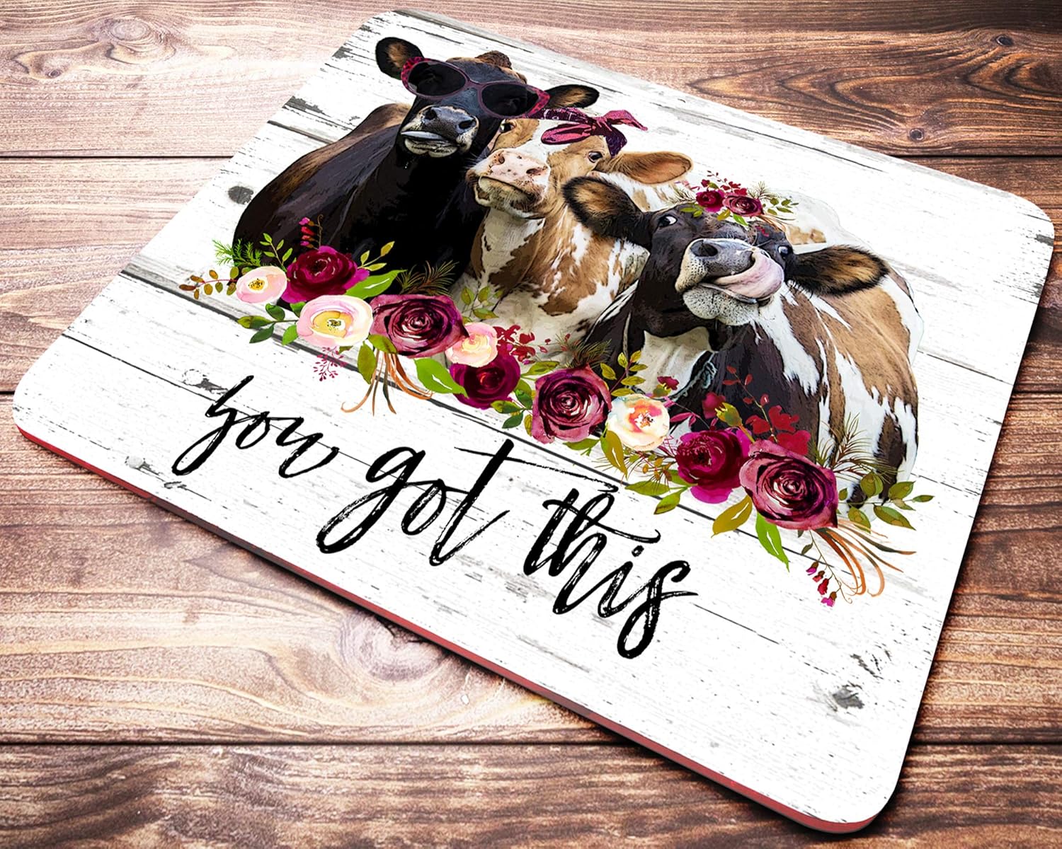 Funny Cow Mouse Pad with Quote You Got This Farm Animal Desk Accessories