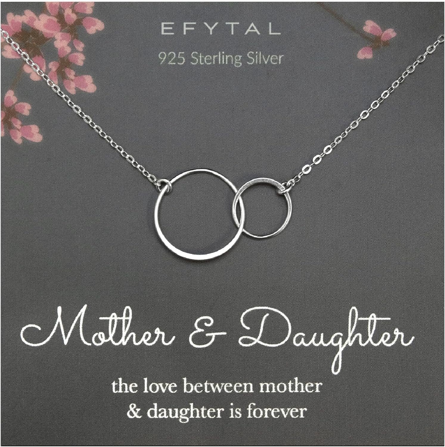 EFYTAL Mothers Day Gifts for Daughter, Sterling Silver 2 Circle Mother Daughter Necklace, Daughter Gift from Mom, First Mothers Day Necklace