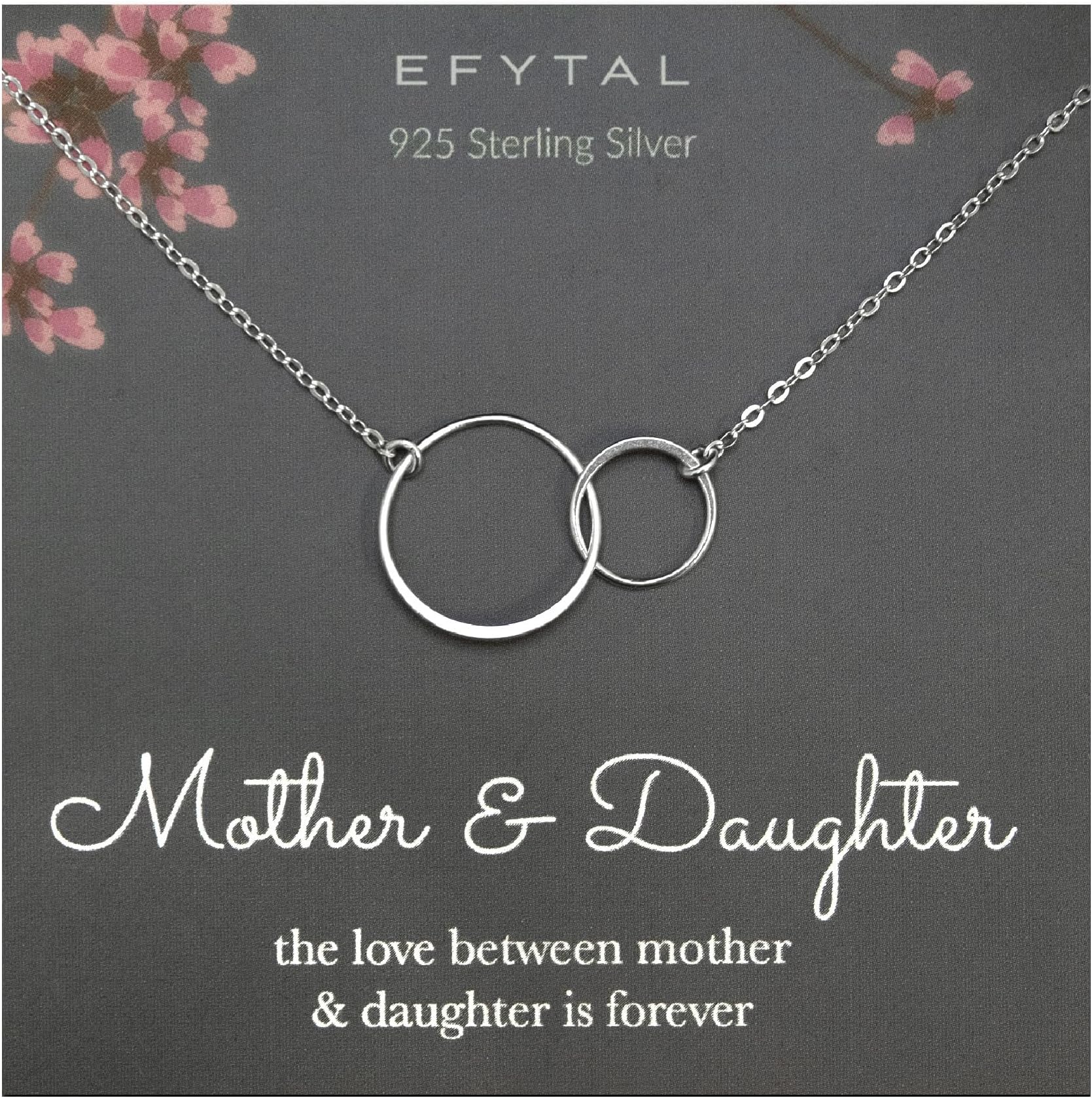 EFYTAL Mothers Day Gifts for Daughter, Sterling Silver Mother Daughter Necklace, Daughter Gift from Mom, Mothers Day Necklace, Mother's Day Jewelry, First Mothers Day Gifts
