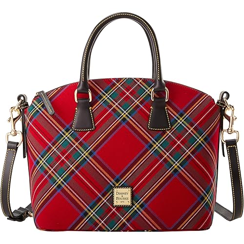 Dooney & Bourke Handbag, Tartan Domed Satchel | Red