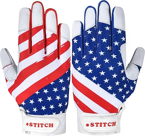 Miniatura 3 de Guantes de bateo de béisbol con bandera de Estados Unidos y guante de sóftbol, guantes de bateo de bandera estadounidense, guantes de bateo de