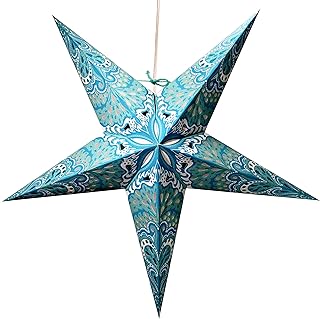 Turquoise Charm Paper Star Lantern with 12 Foot Power Cord Included