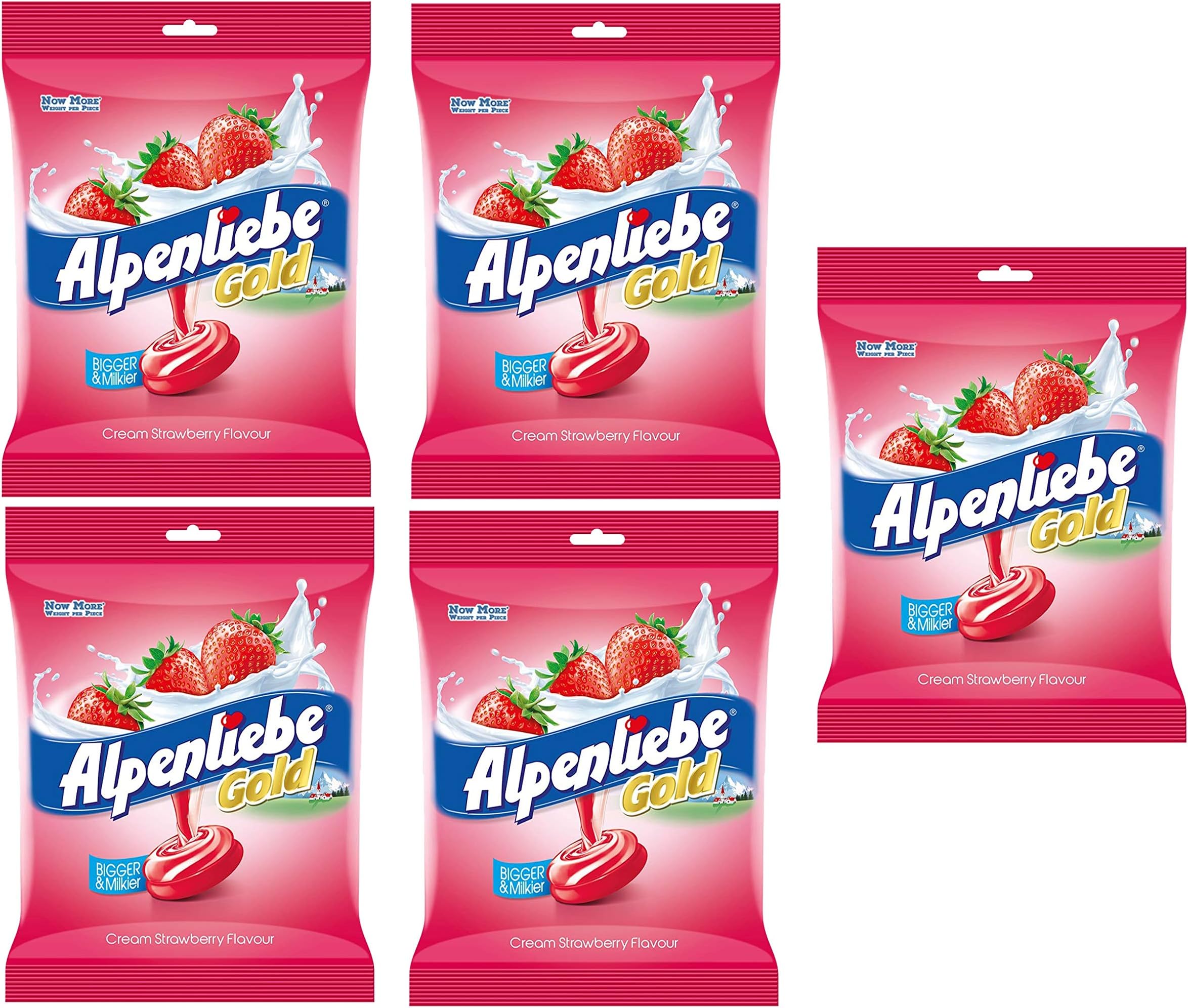 Alpenliebe Gold Candy Cream Strawberry Flavour 184 gm (46 Pieces) (Pack of 5)