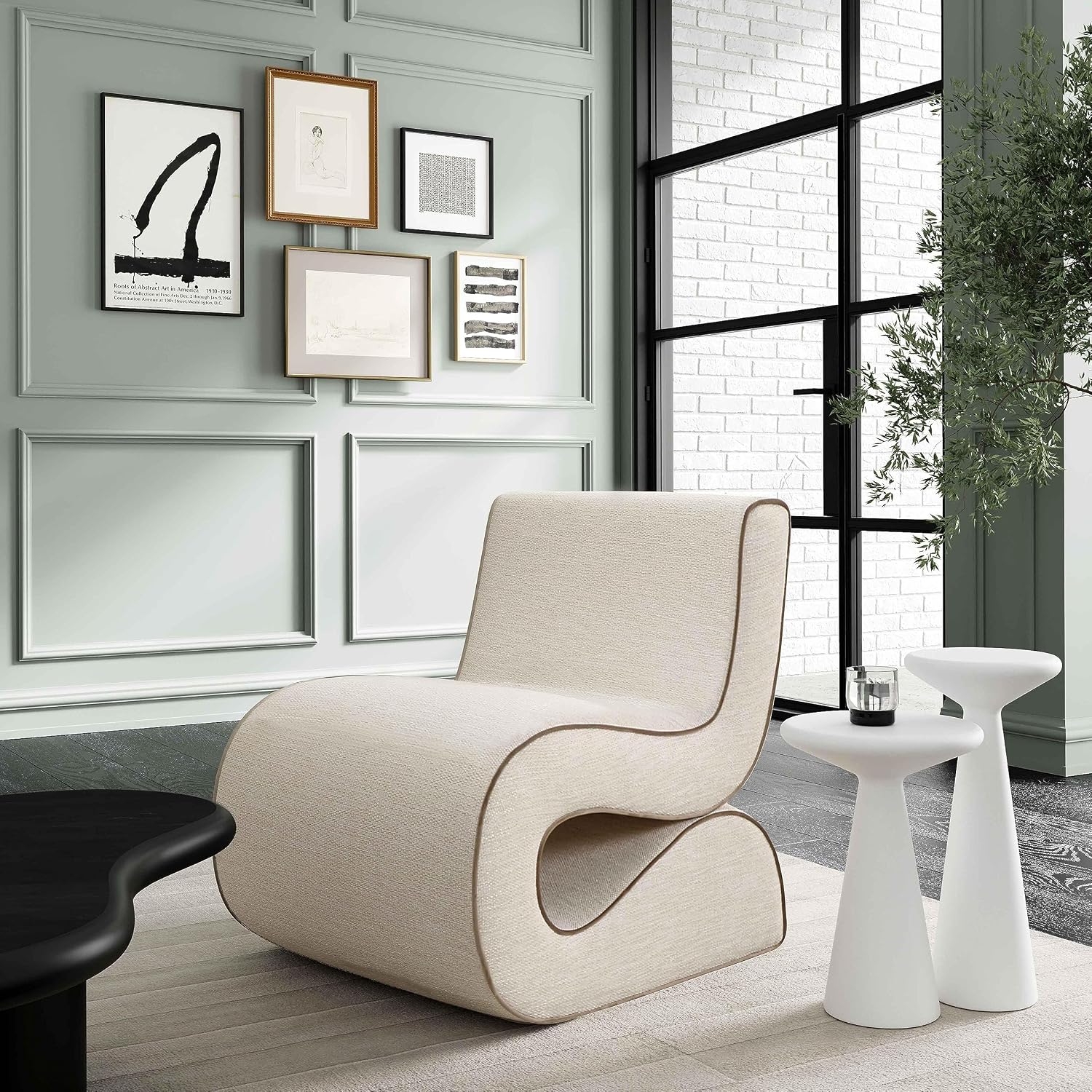 Tov Furniture Senna Cream Basketweave Accent Chair