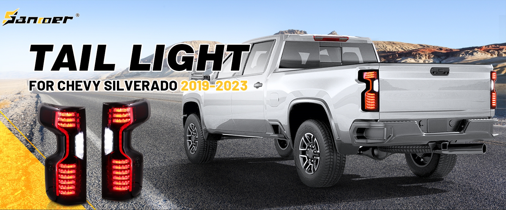 Red Tail Light LED Car & Truck Light Bulbs & LEDs LED Tail Lights For 2019-2023 Chevy Silverado 1500 (Red Smoked Lens) - Incandescent Models Chevy Silverado LED Tail Lights - Foto 8