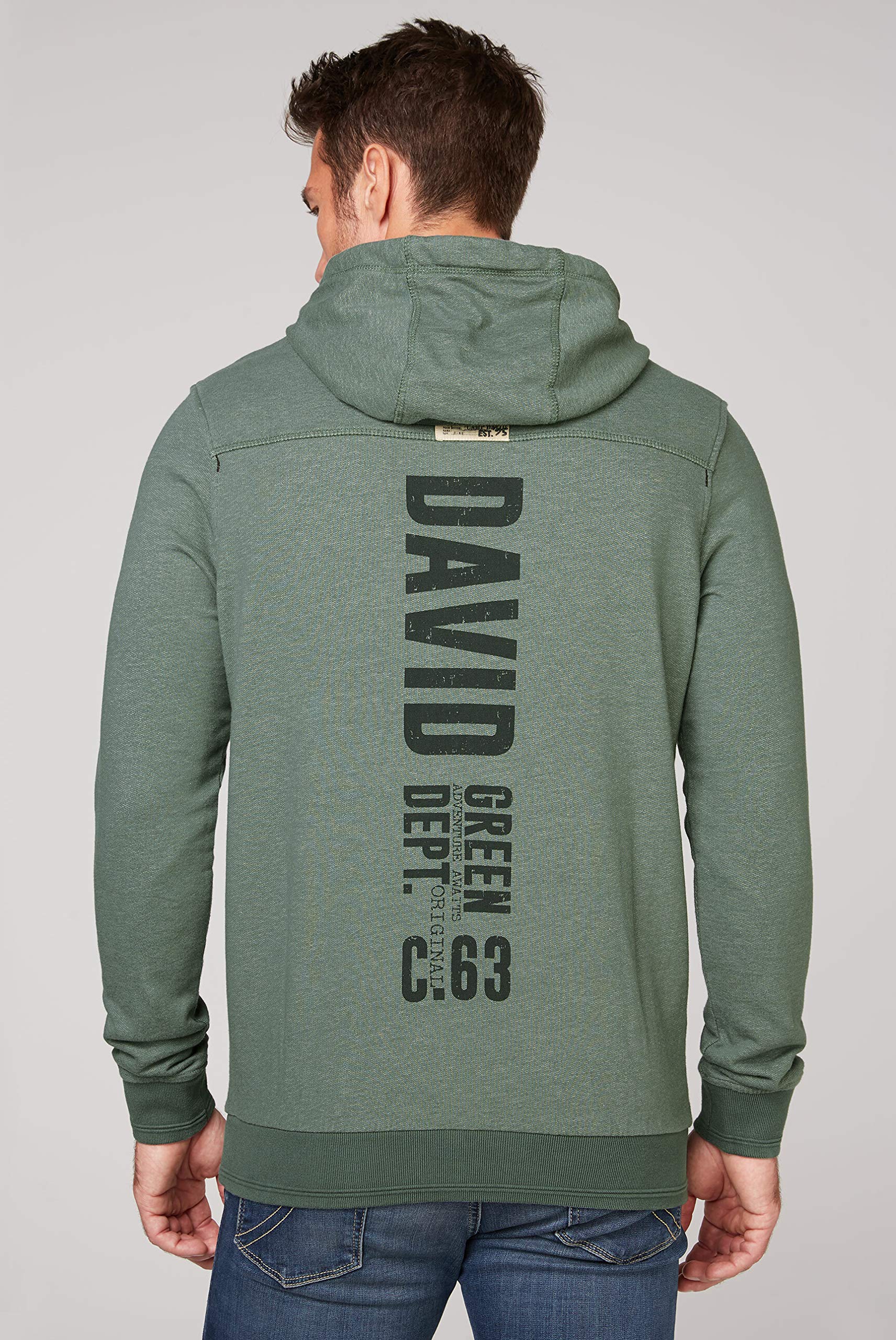 Camp David Herren Hoodie mit beidseitigen Logo-Applikationen, Grün, XXL, Langarm, Mit Kapuze, Buchstabenmuster, Herrenbekleidung, Männer, Erwachsene Männer, Freizeit, Sport