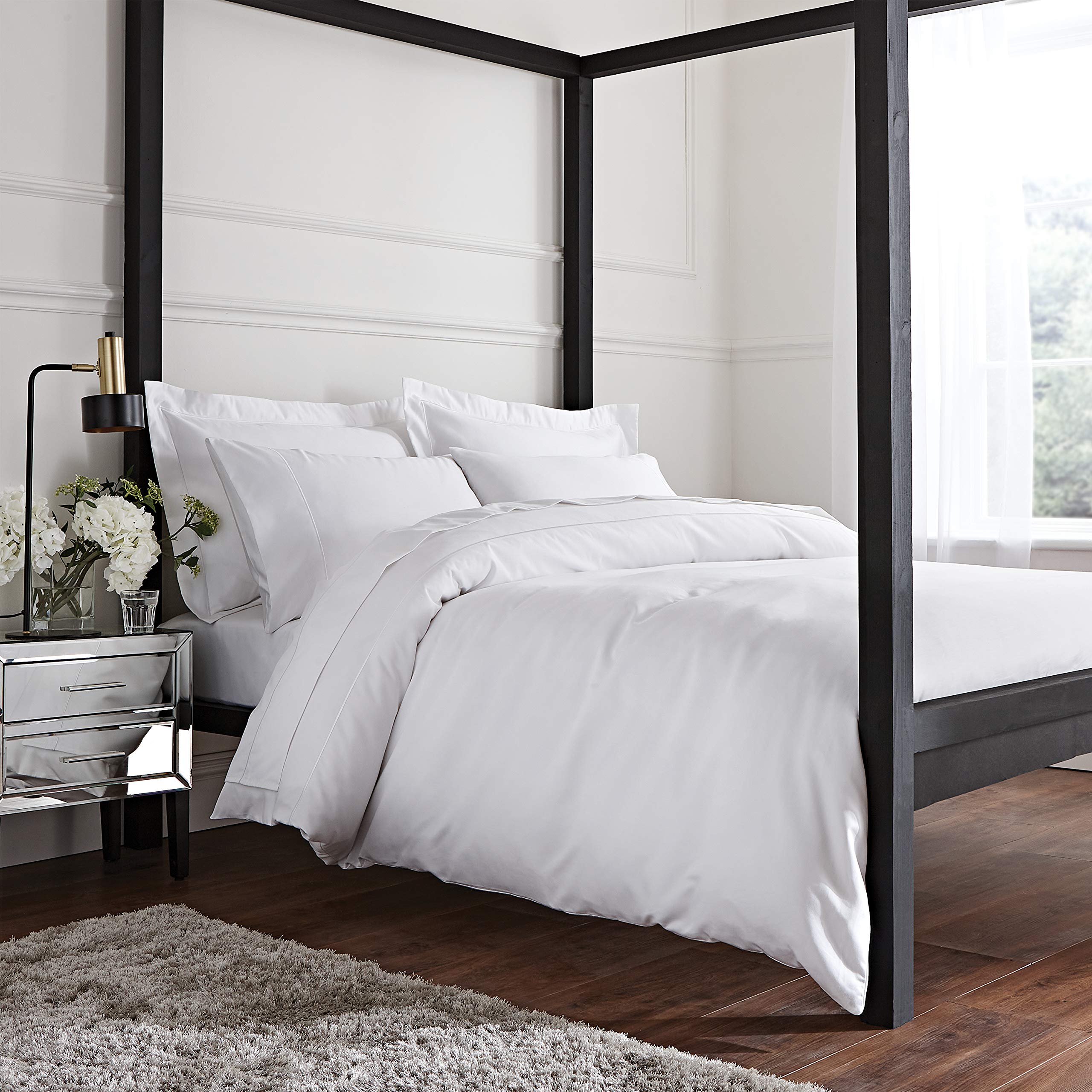 BiancaLuxury 800 Thread Count Cotton Sateen King Duvet Set White