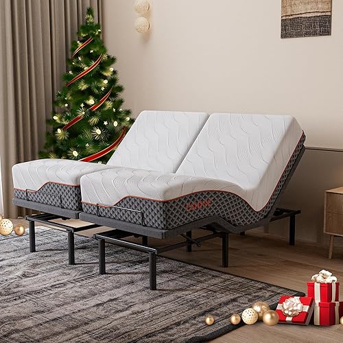 Miniatura 9 de ESHINE Colchón híbrido de 14 pulgadas individual XL + marco de cama ajustable – Espuma viscoelástica de gel de lujo, marcos de cama tapizados con