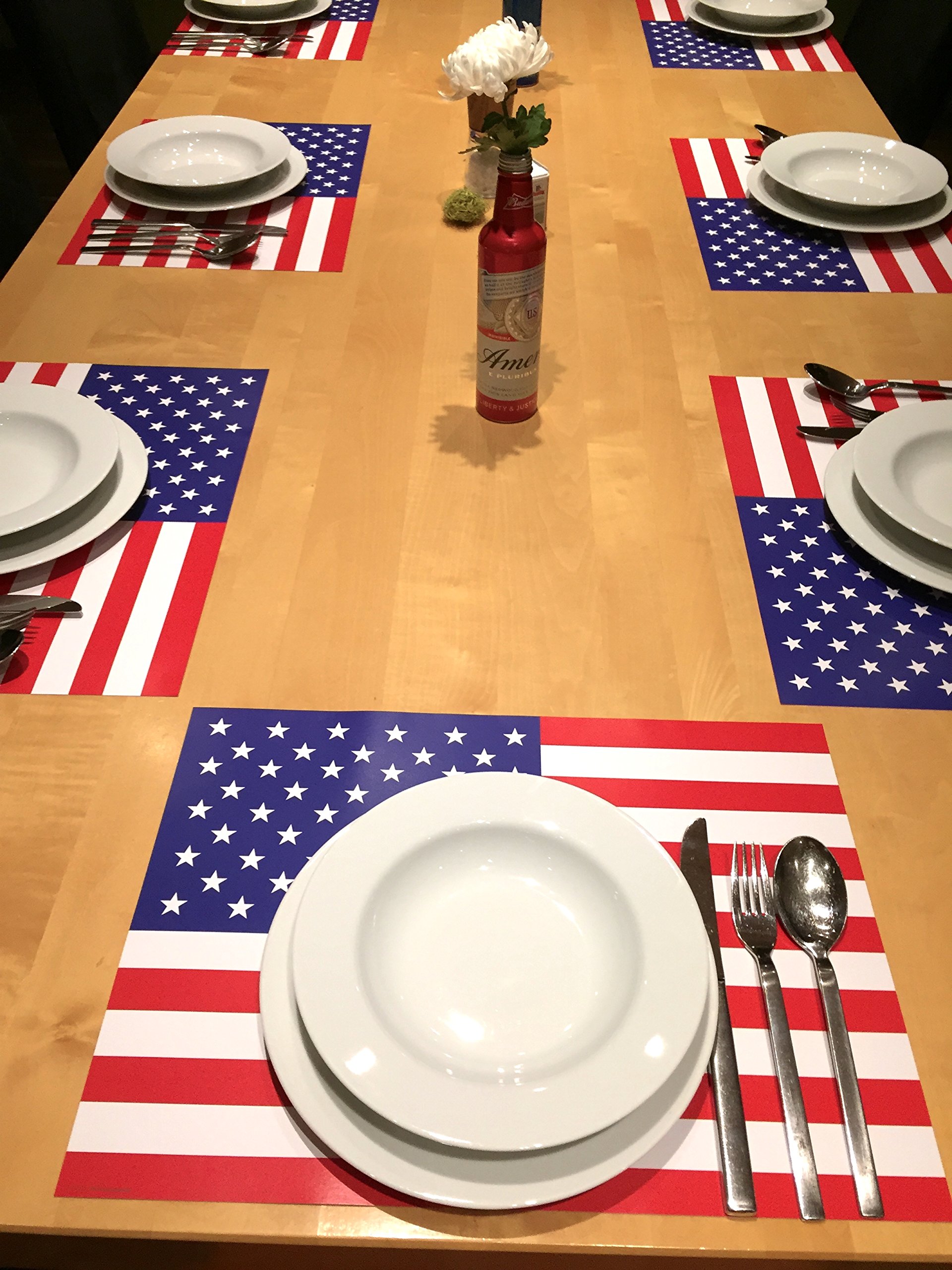 USA Flagge Tischsets - 10 Stück Für Mottopartys, 44 X 32 Cm Hochwertig Made In Germany