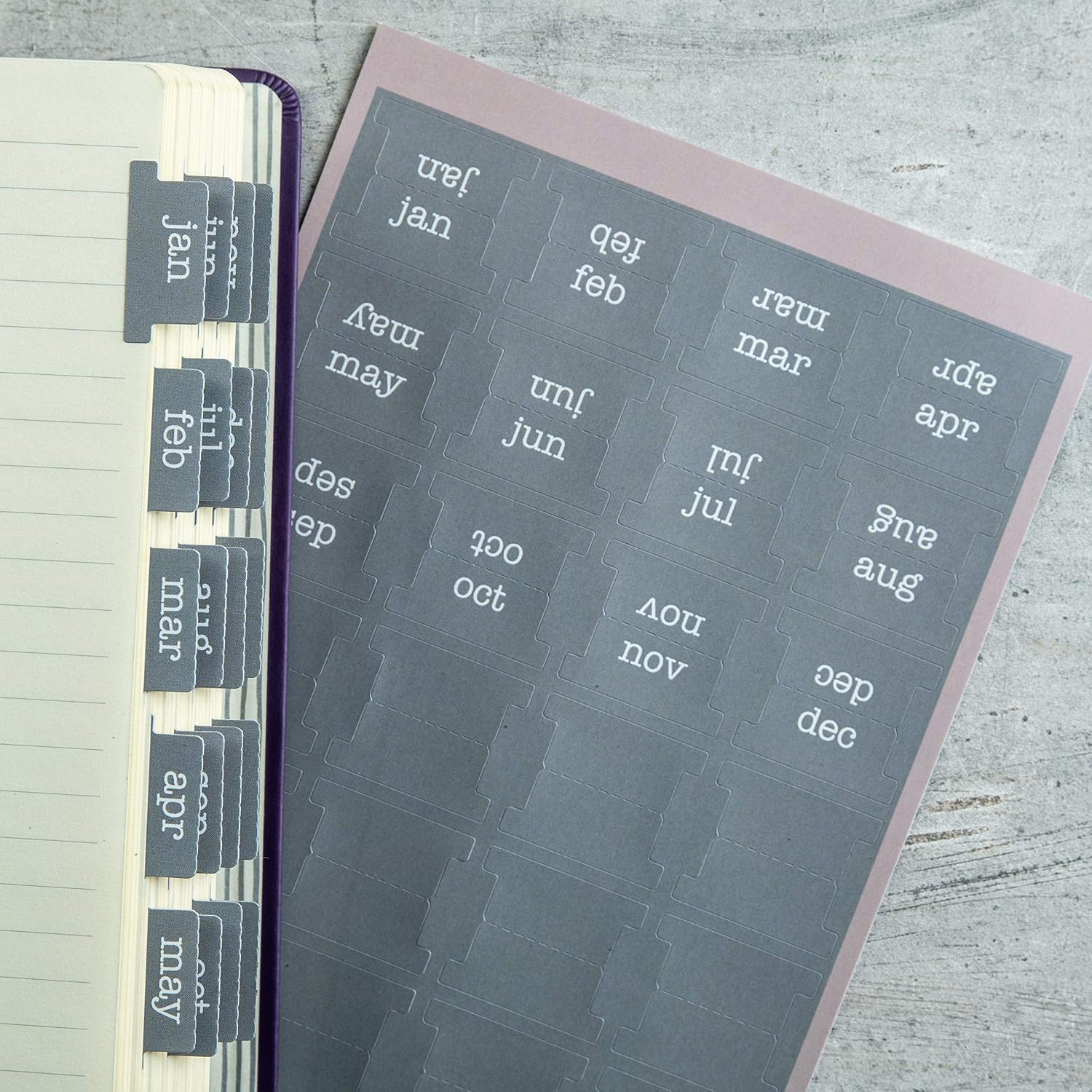 DiverseBee Laminated Planner, 24 Peel and Stick Tabs (12 Month, 12 Blank), Retro Monthly Dividers image 4
