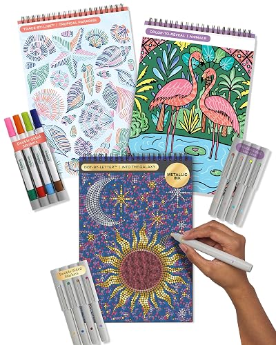 Lifelines FlowArt Activity Pad 3-Pack, Guided Art Meditation Coloring Books