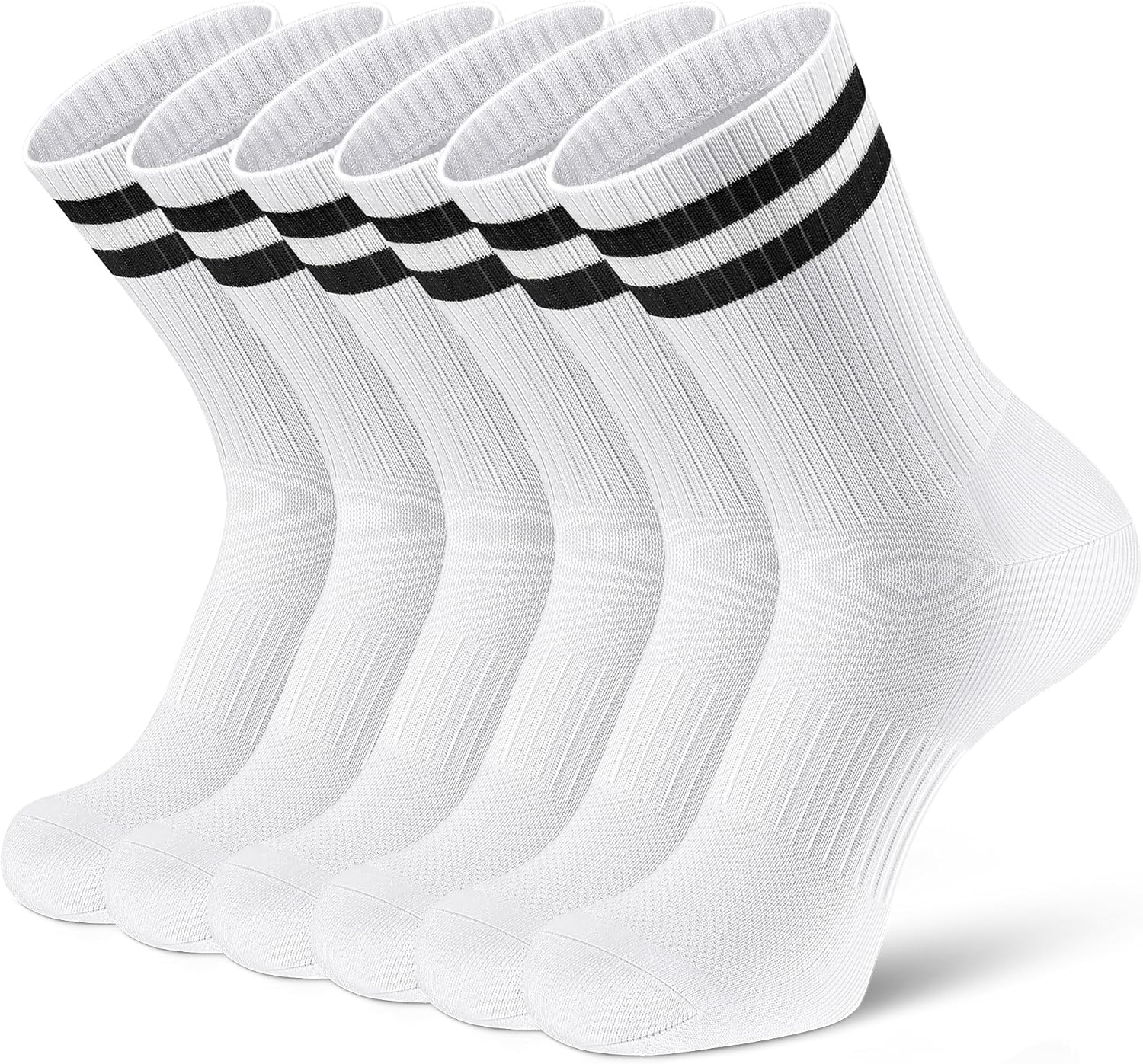 Athletic Socks Sport Running Calf Socks Performance Cushioned Breathable Crew Socks for Men Women(6 Pairs)