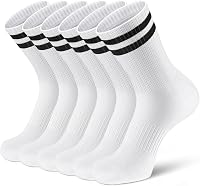 Airacker 6 Pairs Athletic Crew Socks for Men Women - Cushioned Breathable Running Socks Non-Slip Performance