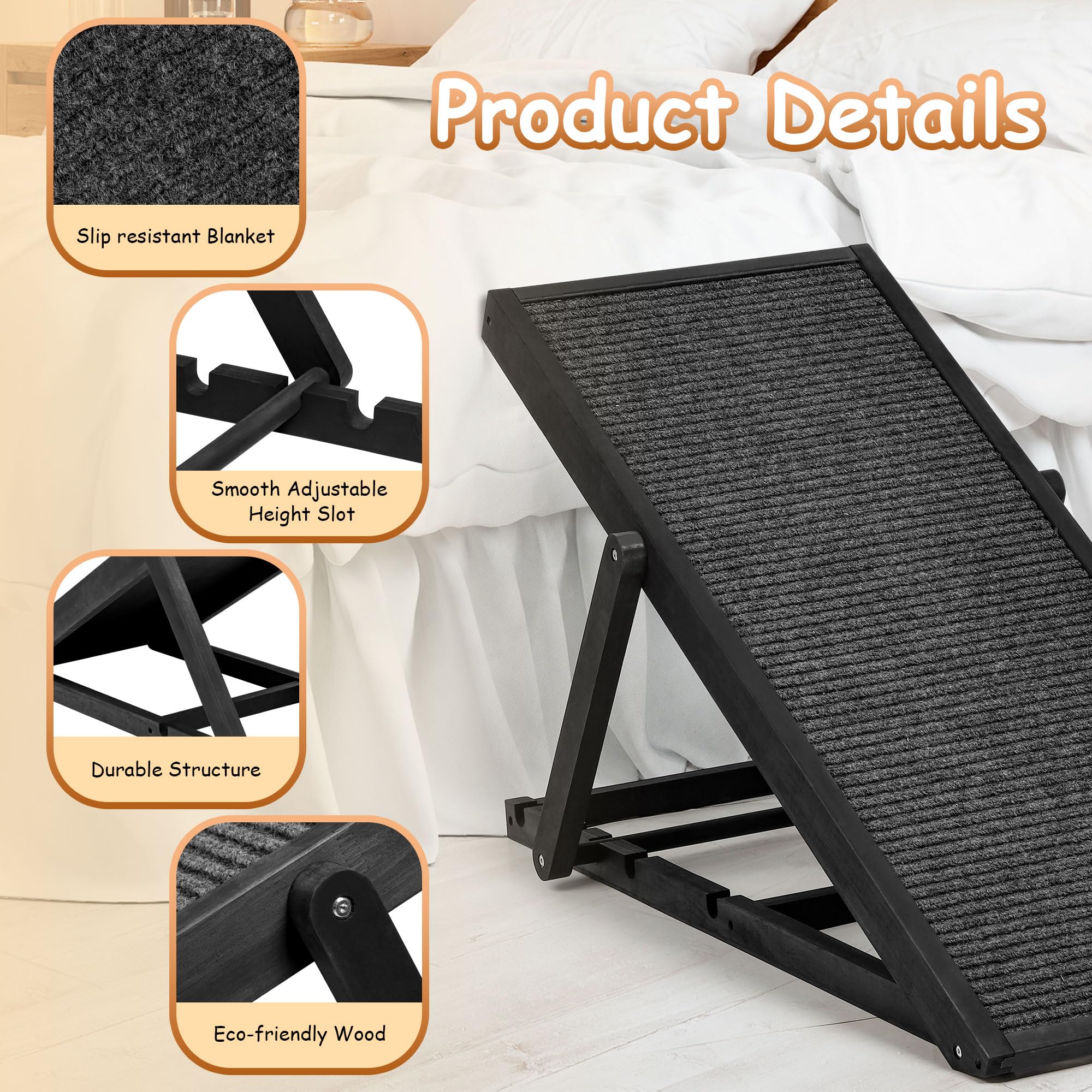 Amazon.co.jp: 調節可能 犬 猫 スロープ 折りたたみ式 ポータブル 木製