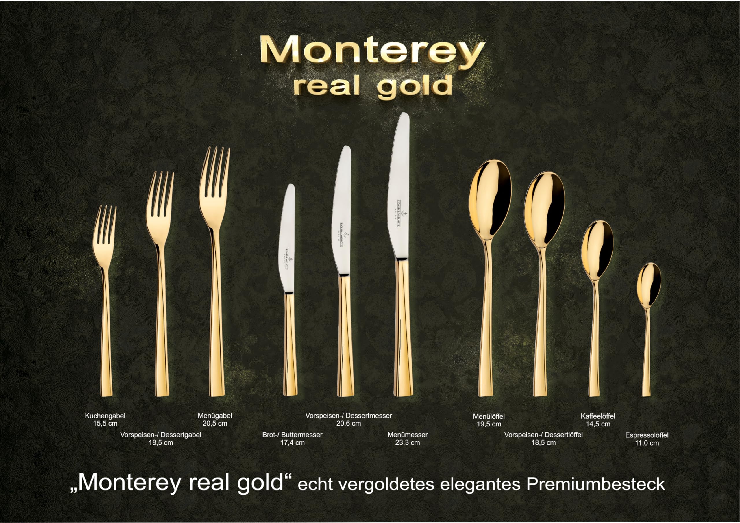 6 tenedores de postre de la serie Monterey Real Gold de Picard & Wielpütz