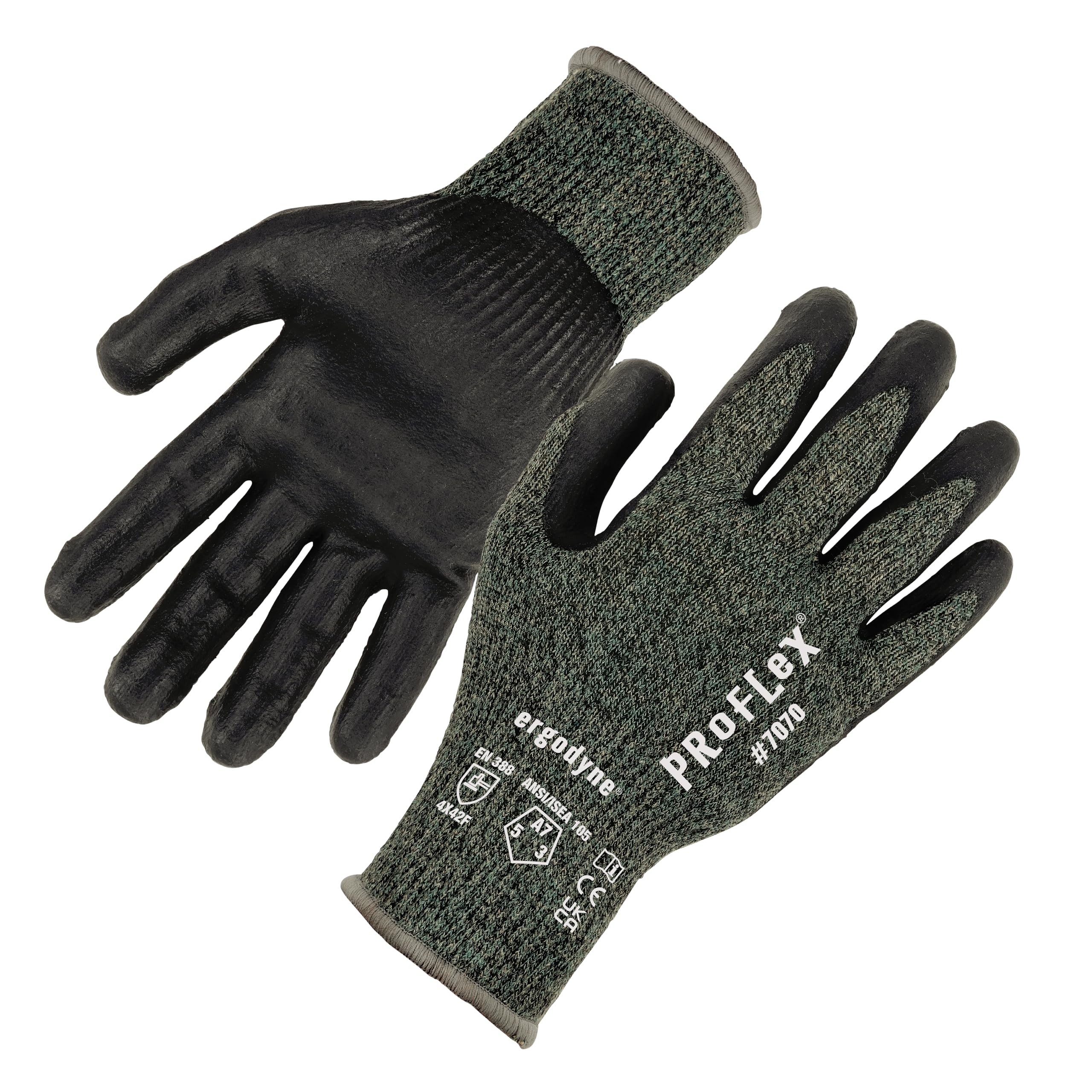 Ergodyne unisex adult ANSI A7 Nitrile Coated CR Gloves, Green, Large US