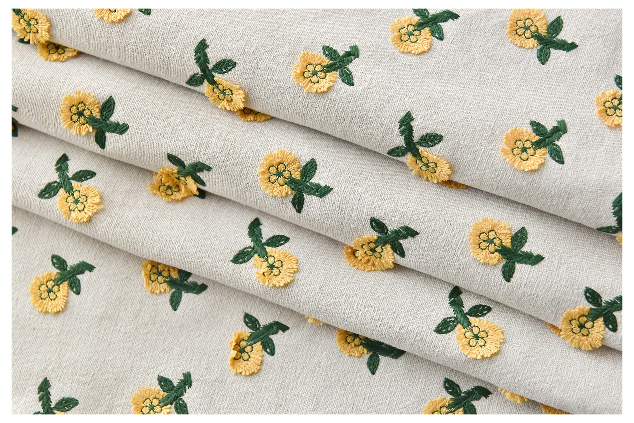 Amazon | 刺繍 布 リネン 生地 綿麻 コットン 生地 花柄 立体花 生地