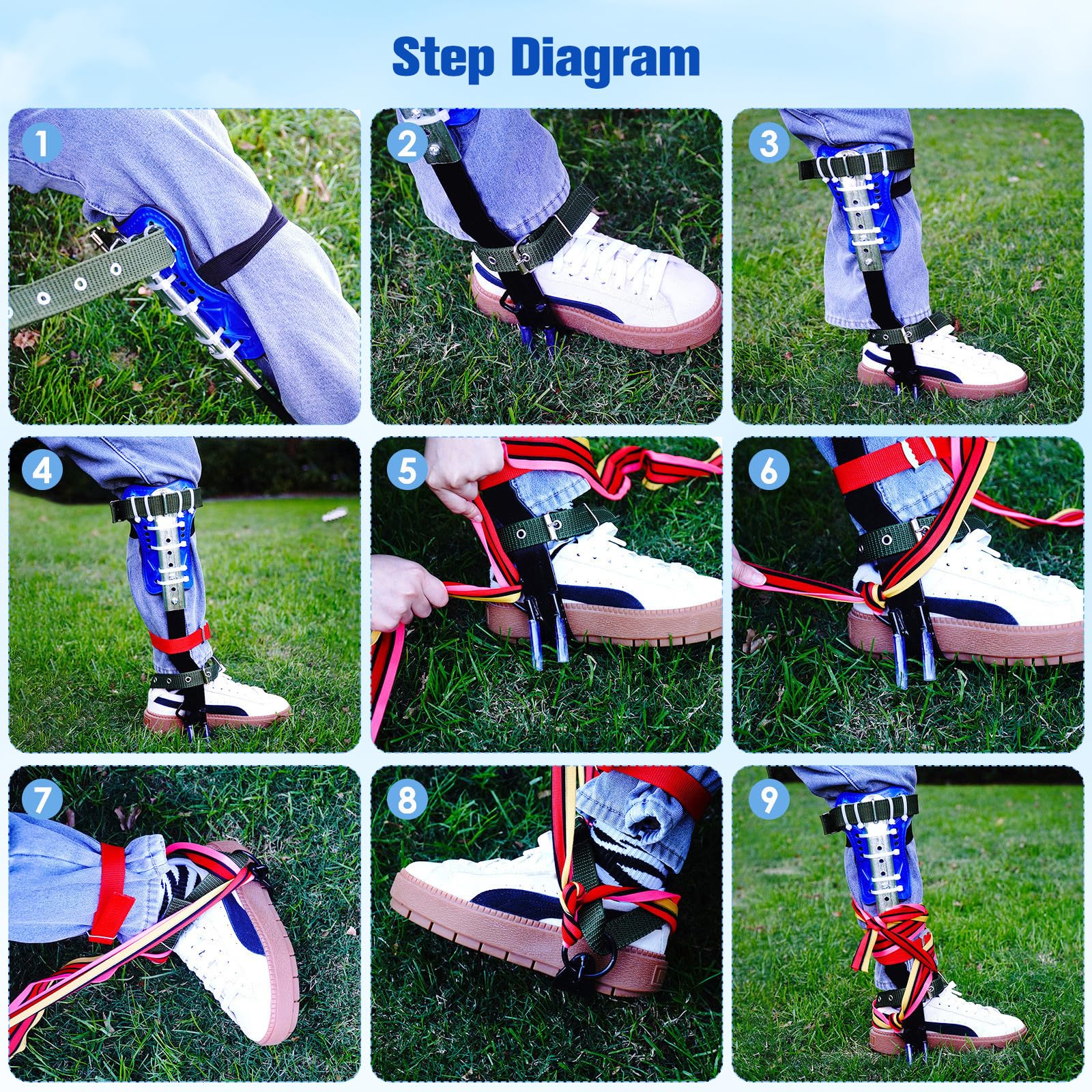 Ensemble professionnel de crampons d'escalade dans les arbres avec harnais de sécurité complet - Équipement d'escalade d'une capacité de 150 kg pour les arboriculteurs et les opérations de sauvetage