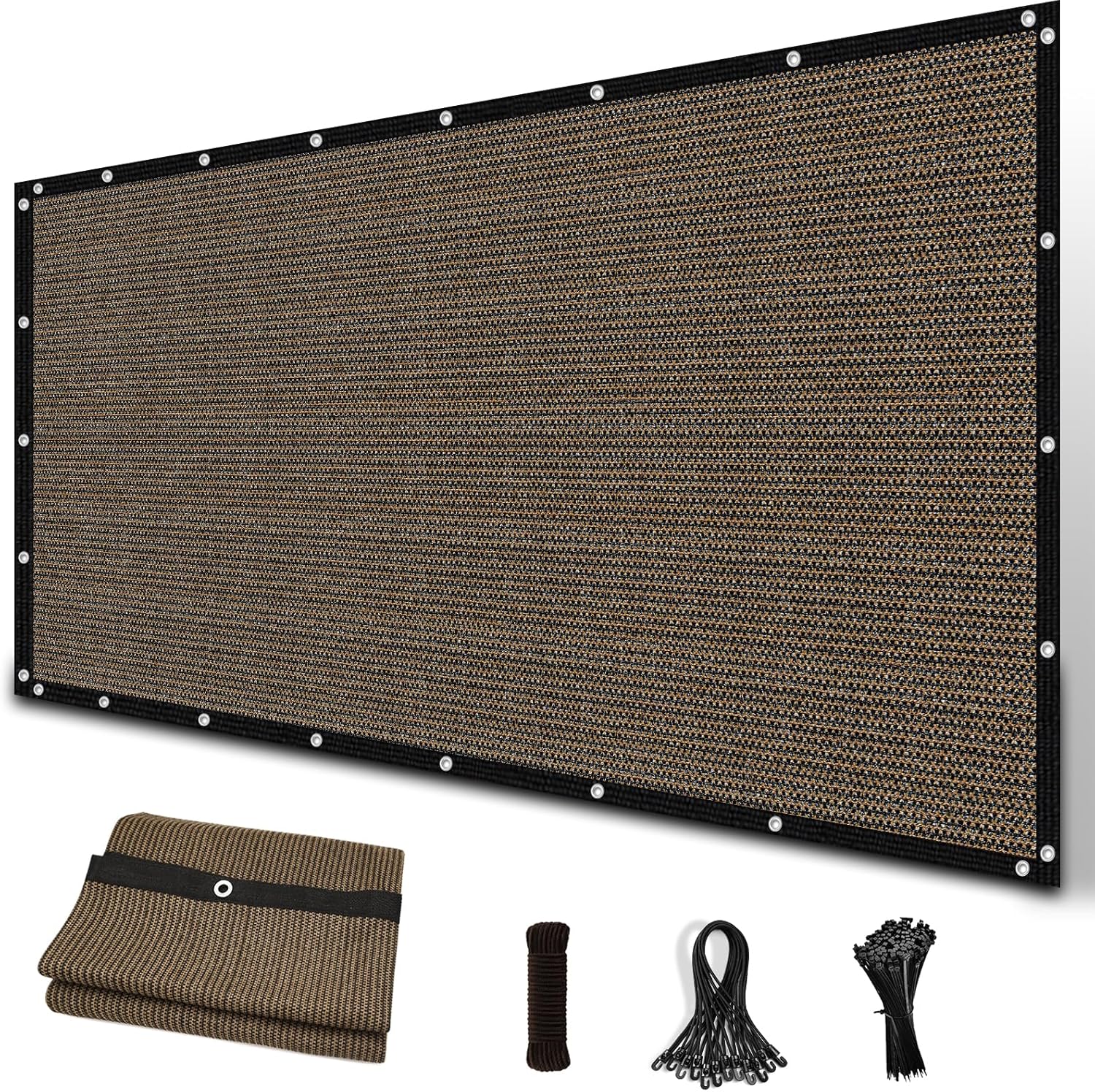 Amagenix 90% Shade Cloth with Grommets, 12' x 12' Pergola Shade Cover Canopy Sun Shade Fabric for Garden Outdoor Patio, Mocha (Customized Available)