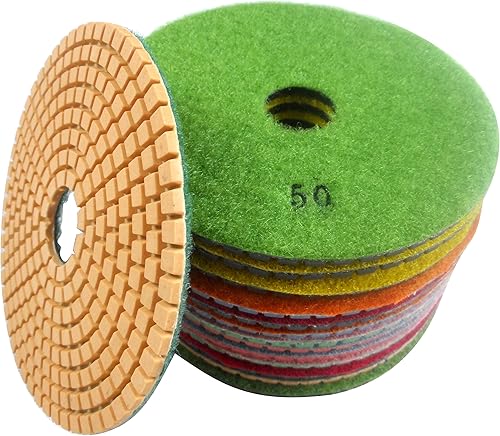 Miniatura 5 de Almohadillas de pulido de diamante húmedo de 5 pulgadas para lijar granito mármol piedra de hormigón paquete de 7