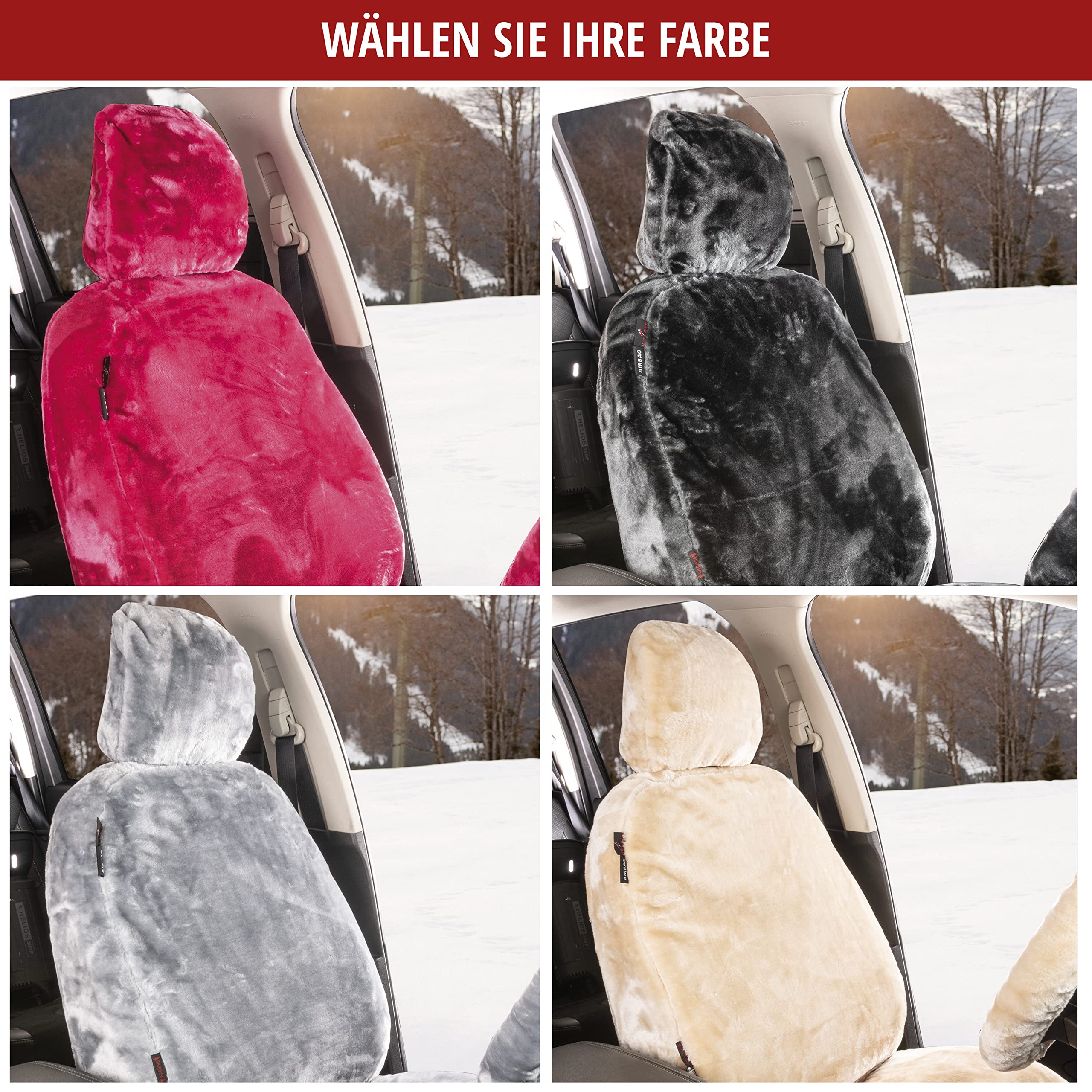 Walser pokrowiec na fotel samochodowy ze sztucznego futra, o wyglądzie jagnięcej skóry, puszysty, pluszowy, wegański pokrowiec, srebrny