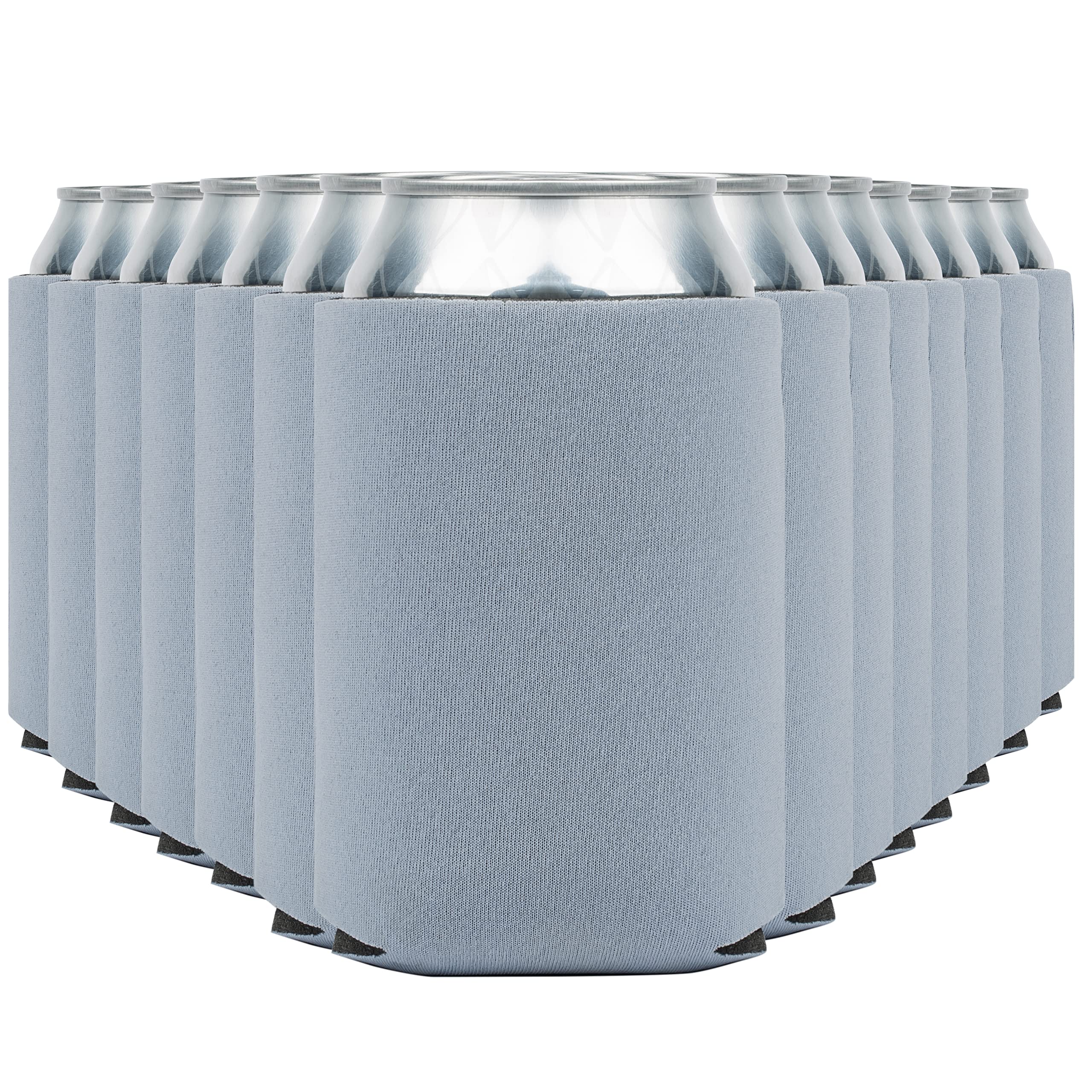 Blank Beer Can Coolers Sleeves (30-Pack) Soft Insulated Beer Can Coolies - HTV Friendly Plain Koolies in Bulk for Beer Cans &amp; Bottles - Coolie Blanks for Vinyl Projects &amp; Wedding Favors (Gray)