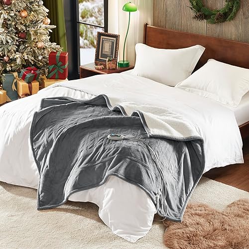 Vista 103 de Beautyrest - Manta Eléctrica Reversible de Felpa ultraligera - Manta Eléctrica, Regulador de Múltiples Niveles de Calor Acogedor Sofá Sala de Estar