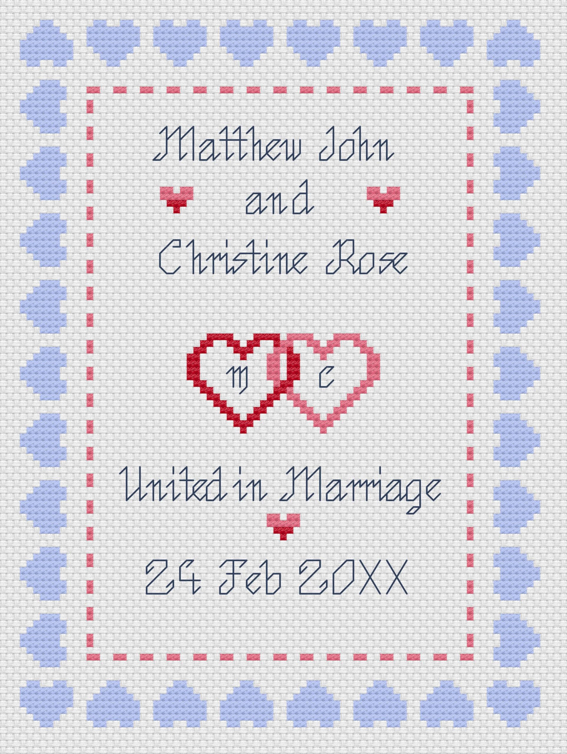 Umoot Hearts Wedding Sampler Cross Stitch Kit