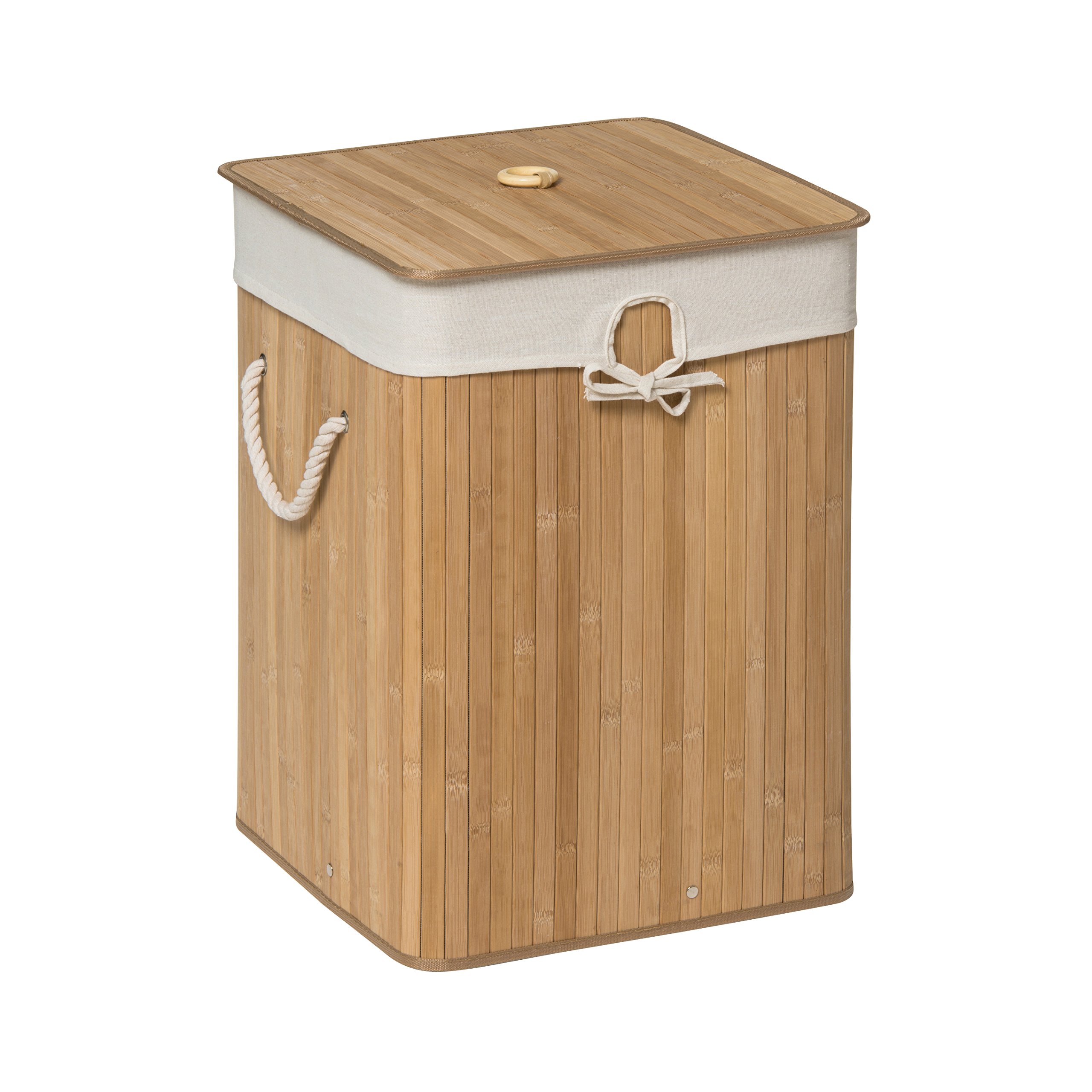 Kankyo Natural Square Laundry Hamper - Bamboo/Cotton/Polyester - Brown - One Size