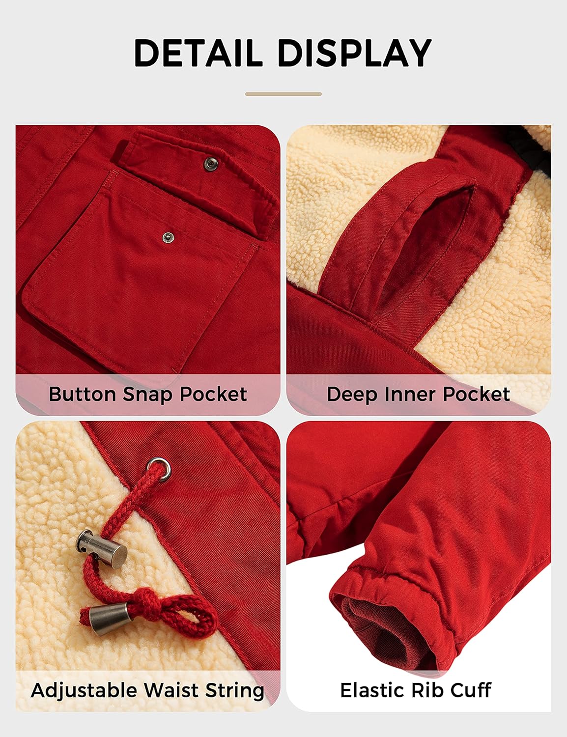 Soularge Women's Winter Plus Size Sherpa Lined Jacket with Detachable Hood - Image 7