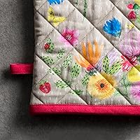 Vista 9 de Maison d' Hermine - Guante de horno de 7.5 x 13 pulgadas y agarradera de 8 x 8 pulgadas, 100 % algodón, resistente al calor, chef, cocinar, hornear