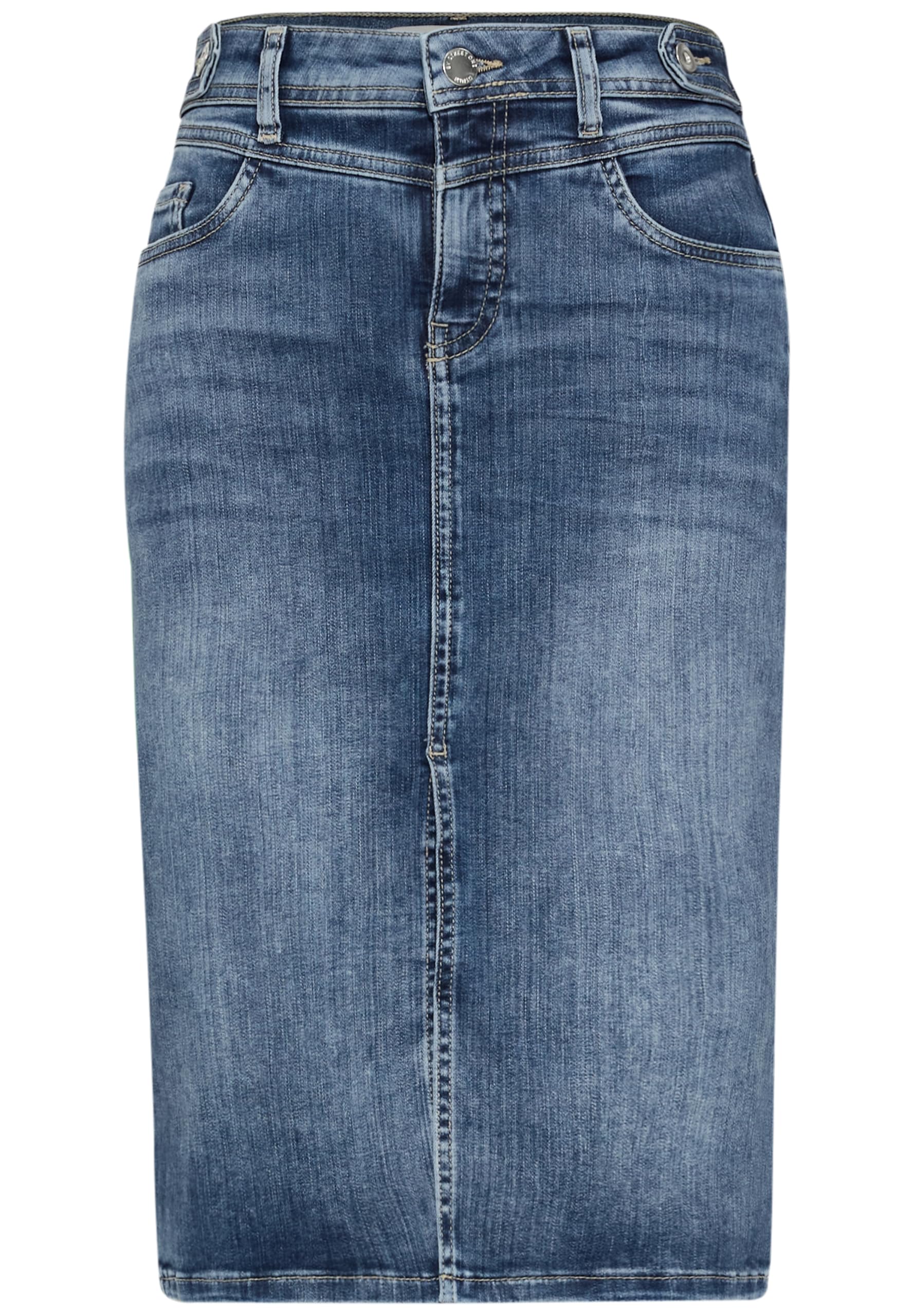 Street One Damen High Waist Midirock mit Knopfdetails