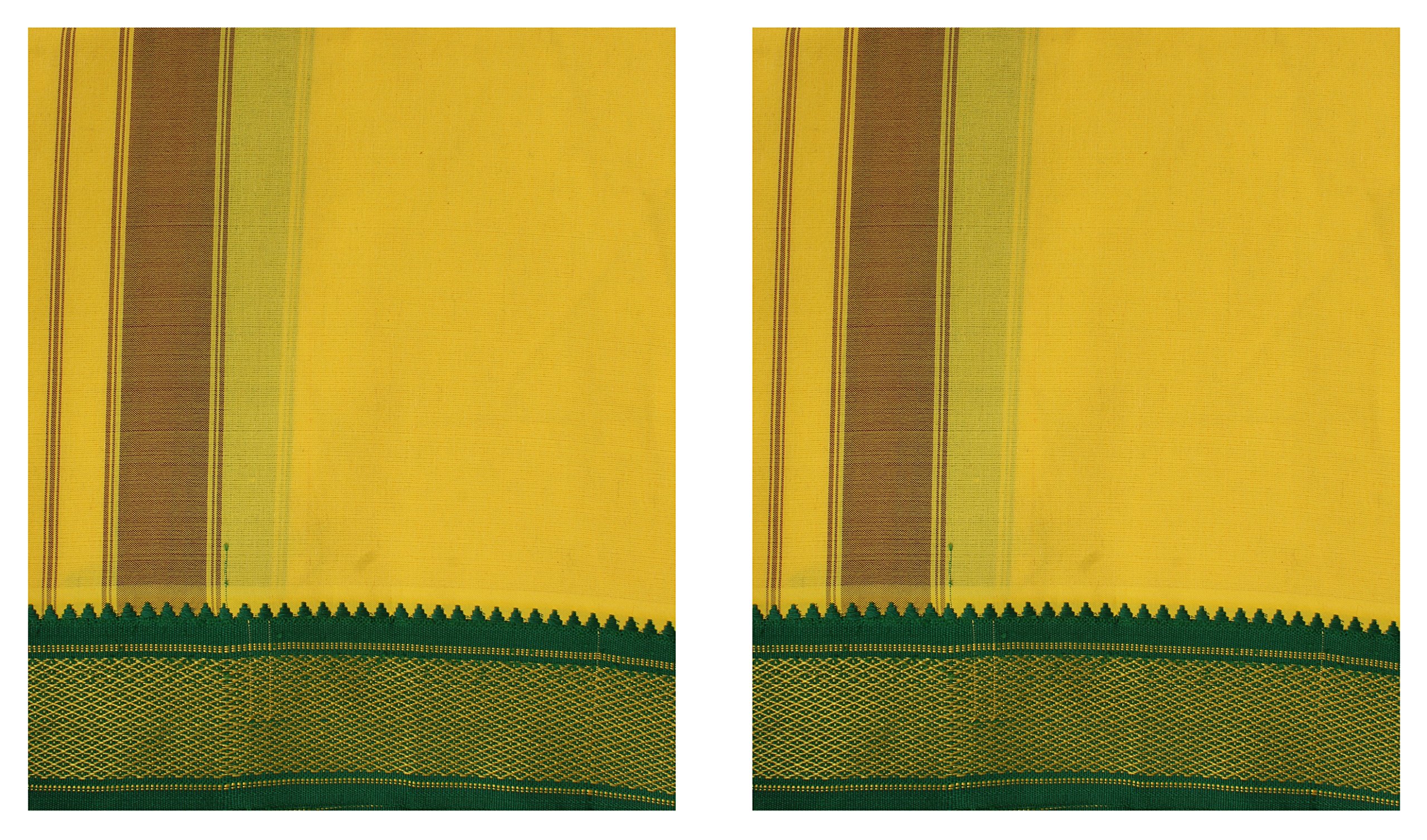Indhirani Men's Cotton Dhotis, Pack of 2 (yellow)