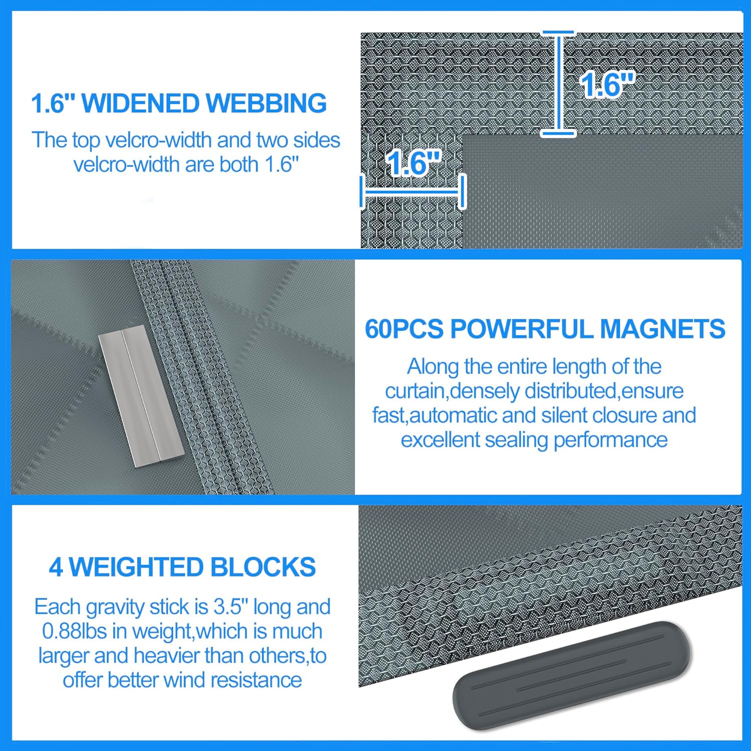 RELIANCER Magnetic Thermal Insulated Door Curtain,Waterproof Oxford Cloth Door Cover w/Clear Window,Fits 48"x96" Doors,Draft Blocker Doorway Blanket,Cotton Fiberfill Doors Curtain for Heat Insulation