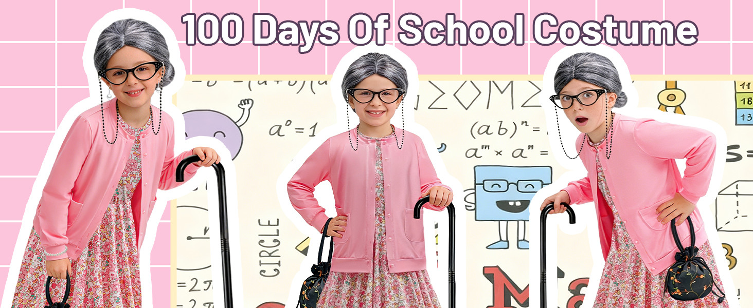 Disfraz Niñas para 100 Días de Escuela Vestido de Vieja miniatura 7