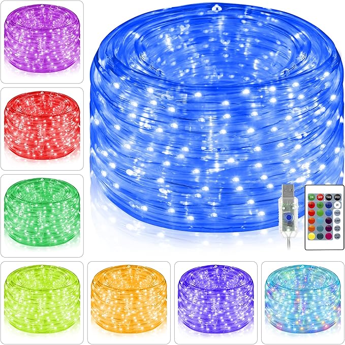 Ollny Rope Lights Outdoor Color Changing, 33FT 100 LED