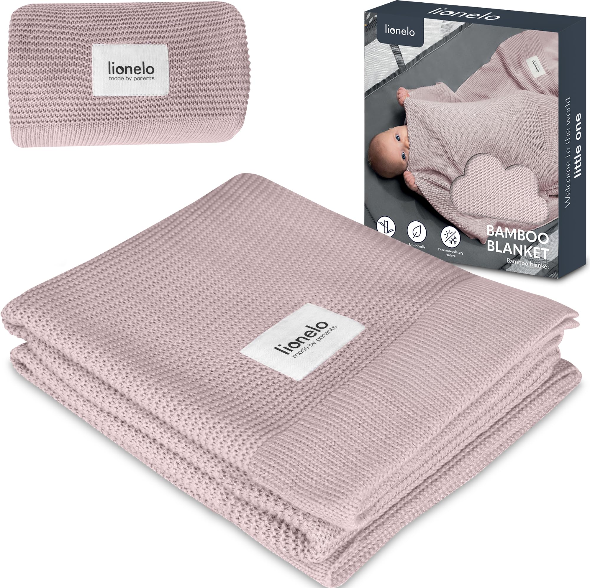 lionelo Bamboo Blanket 100x75cm Leggera coperta neonato di bambù, Fasciatoio, Coltre per lettino 100% Cotone naturale, Morbido Antibatterico Ipoallergenico Antimicotico Dal primo giorno di vita