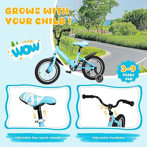 Miniatura 6 de Outroad - Bicicleta infantil plegable, clásica, para niños y niñas de 3 a 9 años, 14, 16, 18 pulgadas, con ruedas de entrenamiento, varios colores
