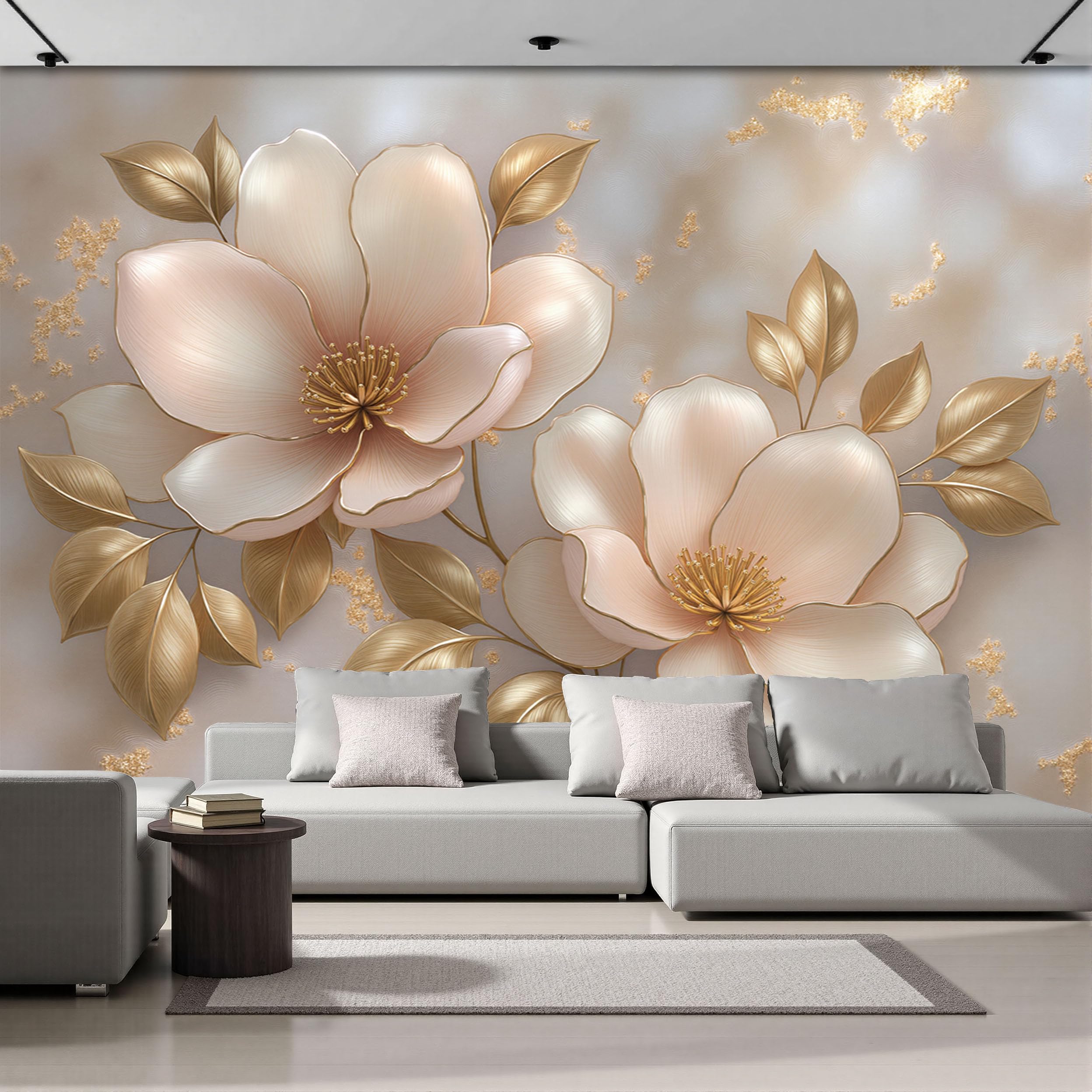 Papier peint fleur relief 3D pour rénover mur de salon et chambre