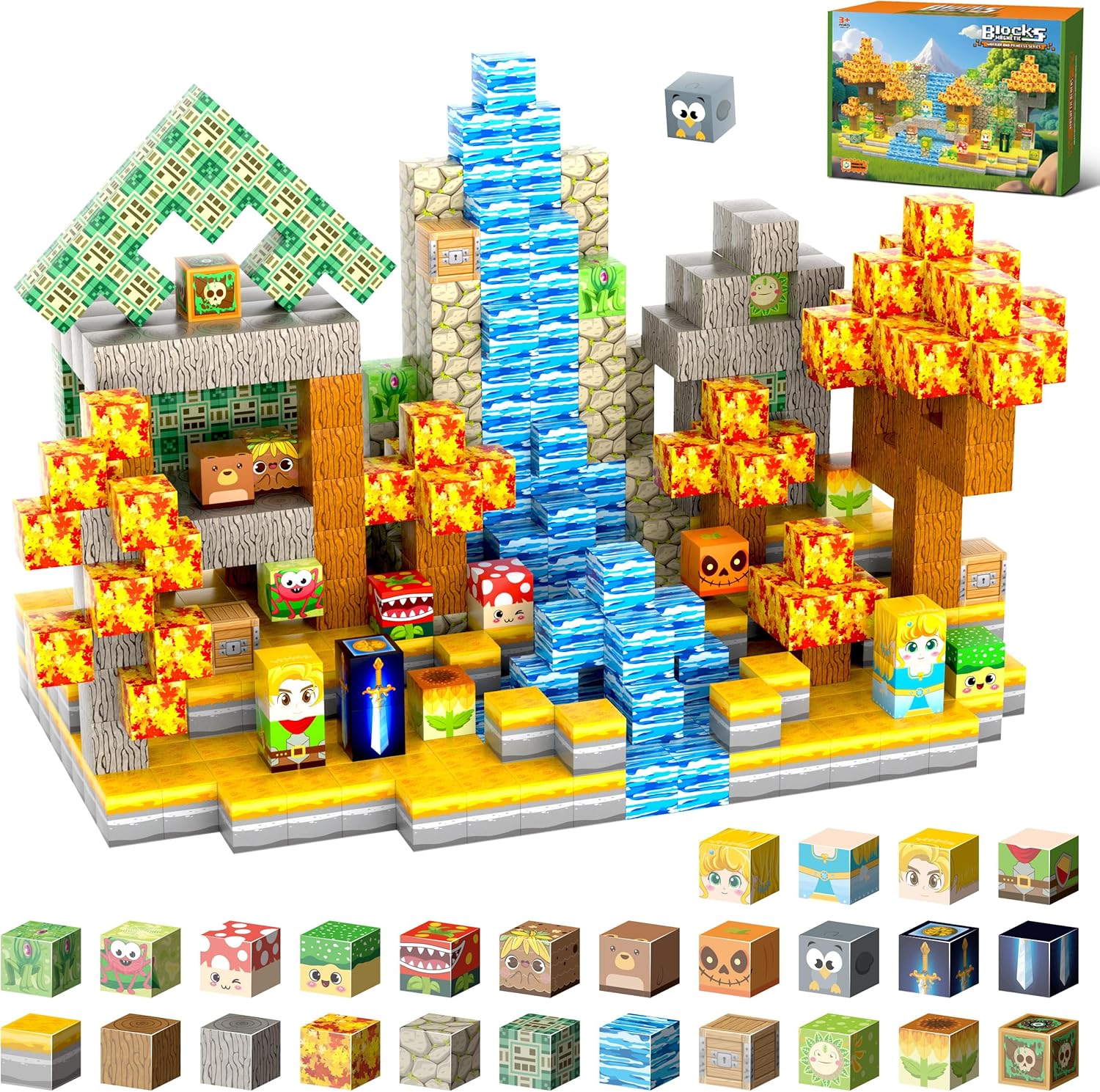 Magnetic Blocks, 200-Piece Build Knight&Princess Magnet Game Set, Magnetic Tiles Building Blocks STEM Sensory Creative Toys Games for Toddler Kids Boys & Girls